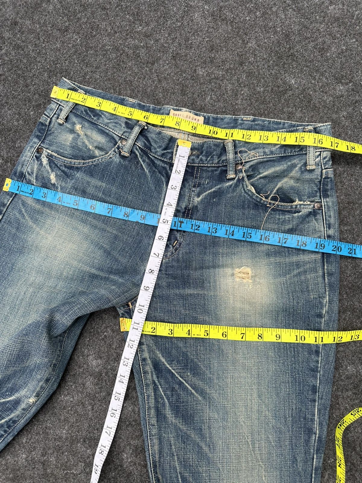 Warehouse 🔥 Vintage Spell Bound Japan Flare Distressed Denim D26 Size US 34 / EU 50 - 8 Thumbnail