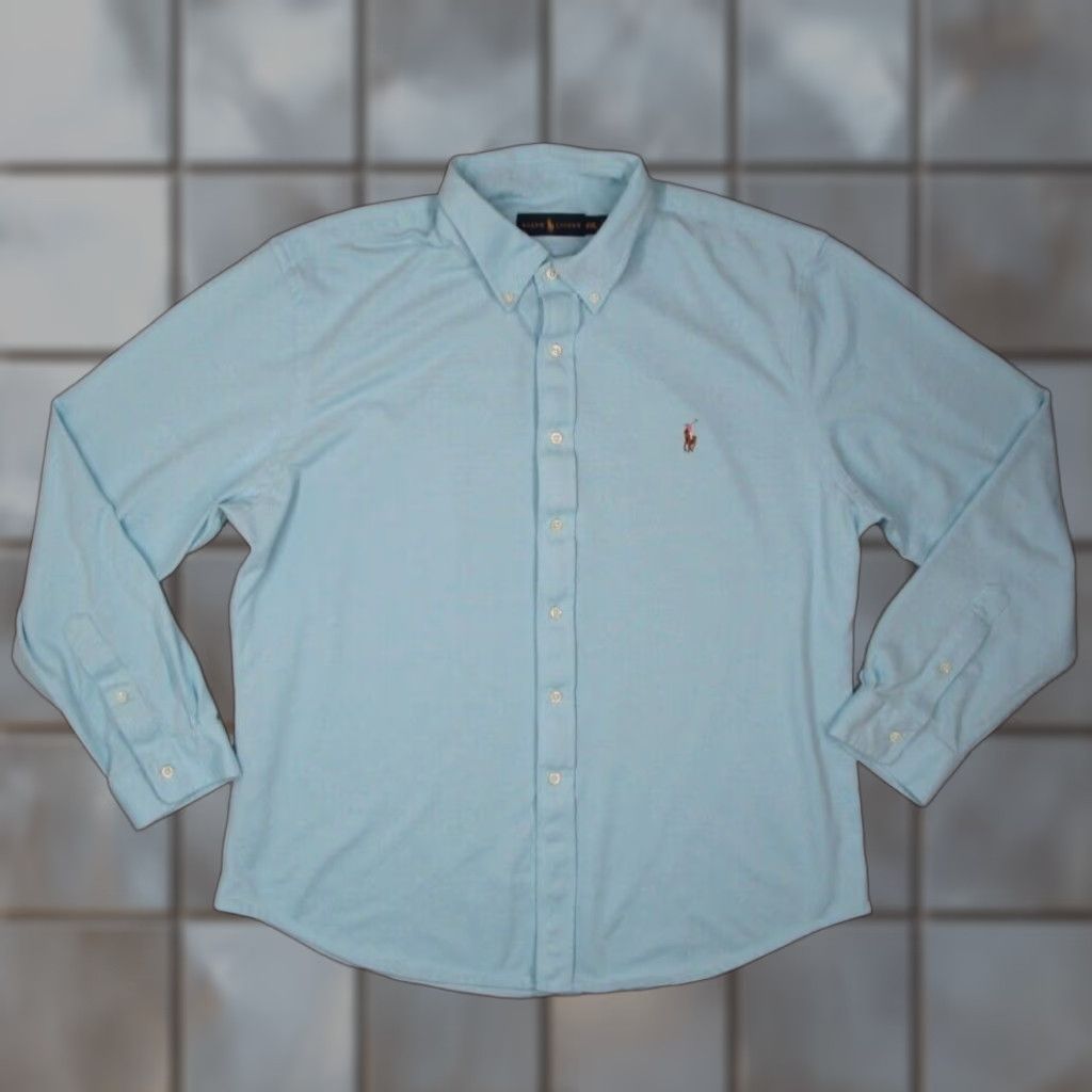 Ralph Lauren Ralph Lauren Shirt Mens 2XL Blue Knit Button Up Long Sleeve Work Pony Size US XXL / EU 58 / 5 - 1 Thumbnail