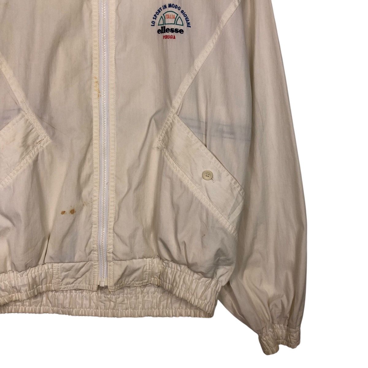 Japanese Brand ellesse 80s/90s White Zip-Up Windbreaker – Mesh Lining Size US L / EU 52-54 / 3 - 6 Thumbnail