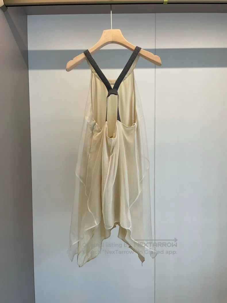 Brunello Cucinelli Brunello Cucinelli Beige and White Silk Sleeveless Camisol Size M / US 6-8 / IT 42-44 - 2 Thumbnail