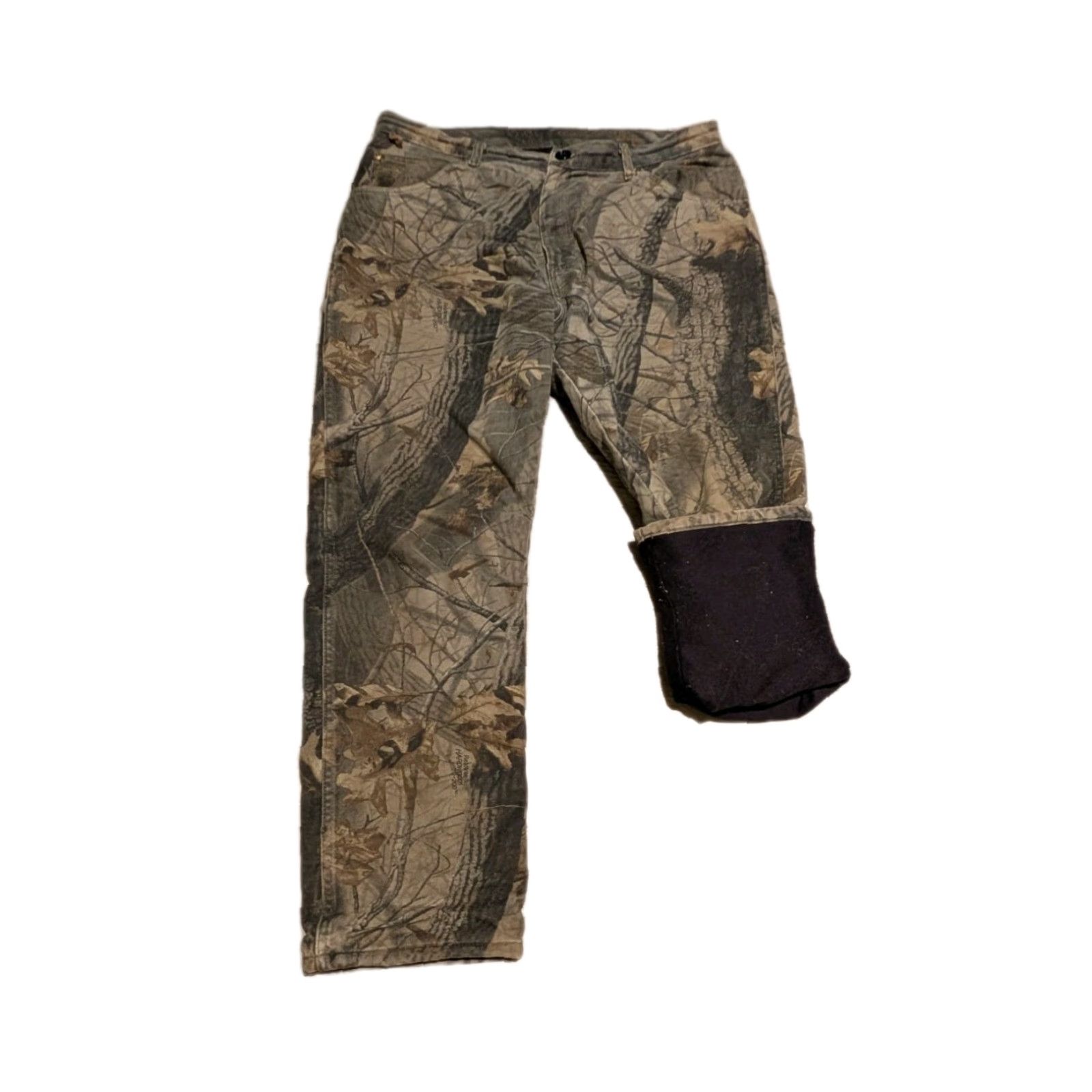 Wrangler VINTAGE Wrangler Rugged Wear Lined Camo Jeans Mens 36x31 RealTree Hardwoods Pants 5-Pocket Denim Wool? (remove inaccurate). Size US 36 / EU 52 - 2 Thumbnail