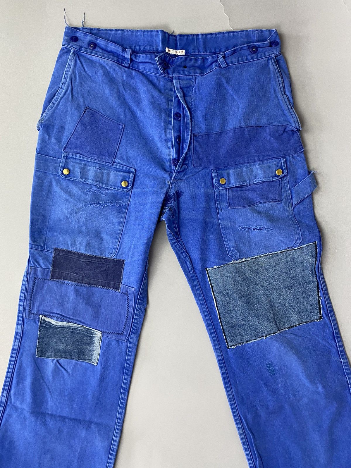 Japanese Brand × Le Laboureur × Vintage Vintage Blue Patched Workwear Trousers – 100% Cotton Size US 32 / EU 48 - 2 Thumbnail
