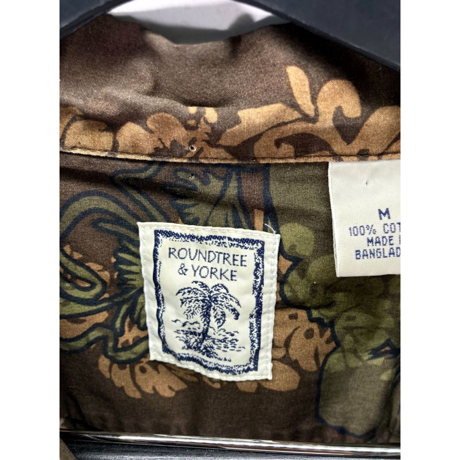Roundtree & Yorke VINTAGE Roundtree & Yorke Hawaiian Button Up Shirt Mens M Brown Cotton Floral Beach Size US M / EU 48-50 / 2 - 6 Thumbnail