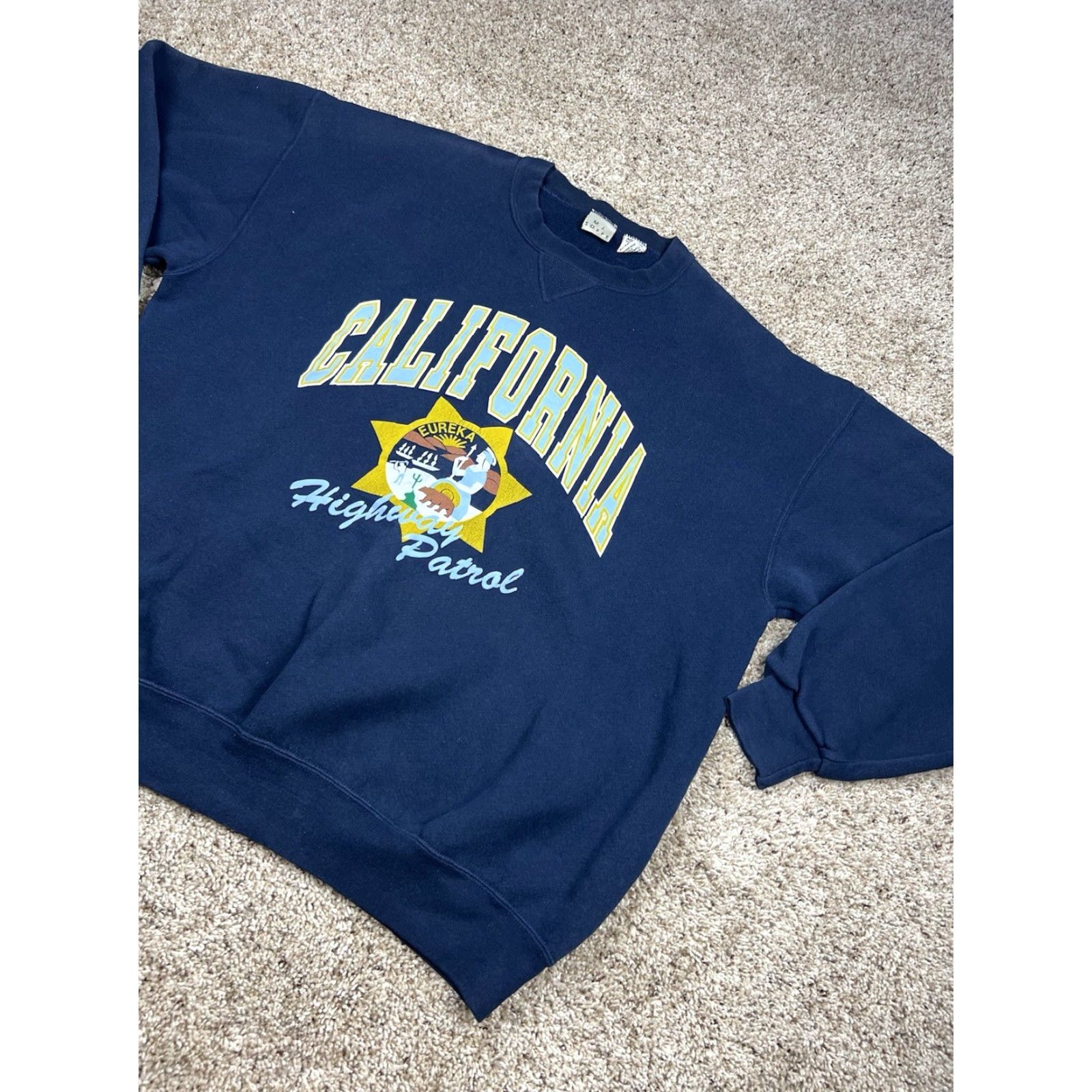 Soffe VINTAGE Soffe California Highway Patrol Sweatshirt XL Mens Blue Crewneck 90s Graphic Print Heavyweight Pullover Sweatshirt Mens 90s Size US XL / EU 56 / 4 - 2 Thumbnail