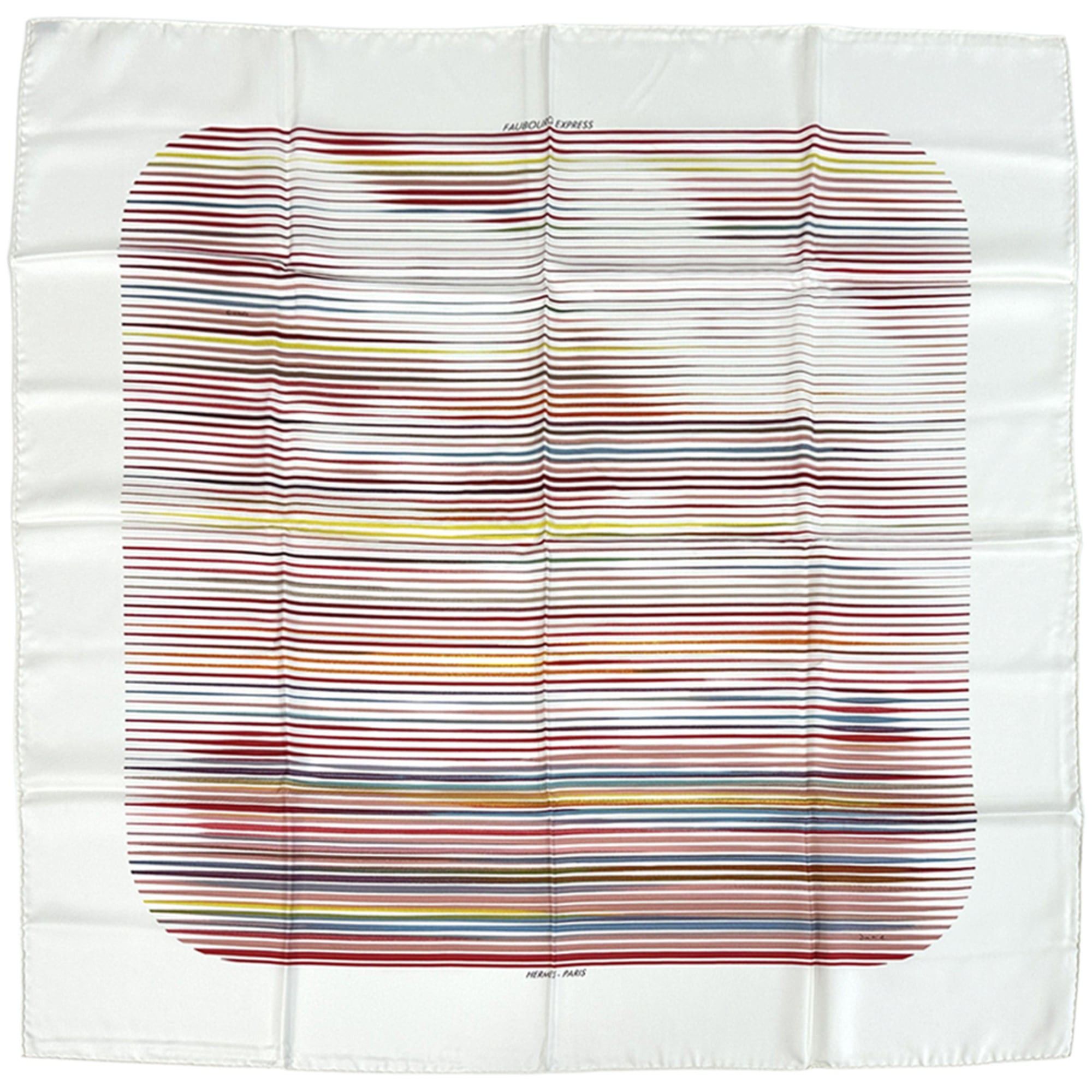 Hermes Hermes scarf/muffler, Carre 90, Faubourg Express, women's, brand name, silk, white, rainbow. Size ONE SIZE - 1 Thumbnail