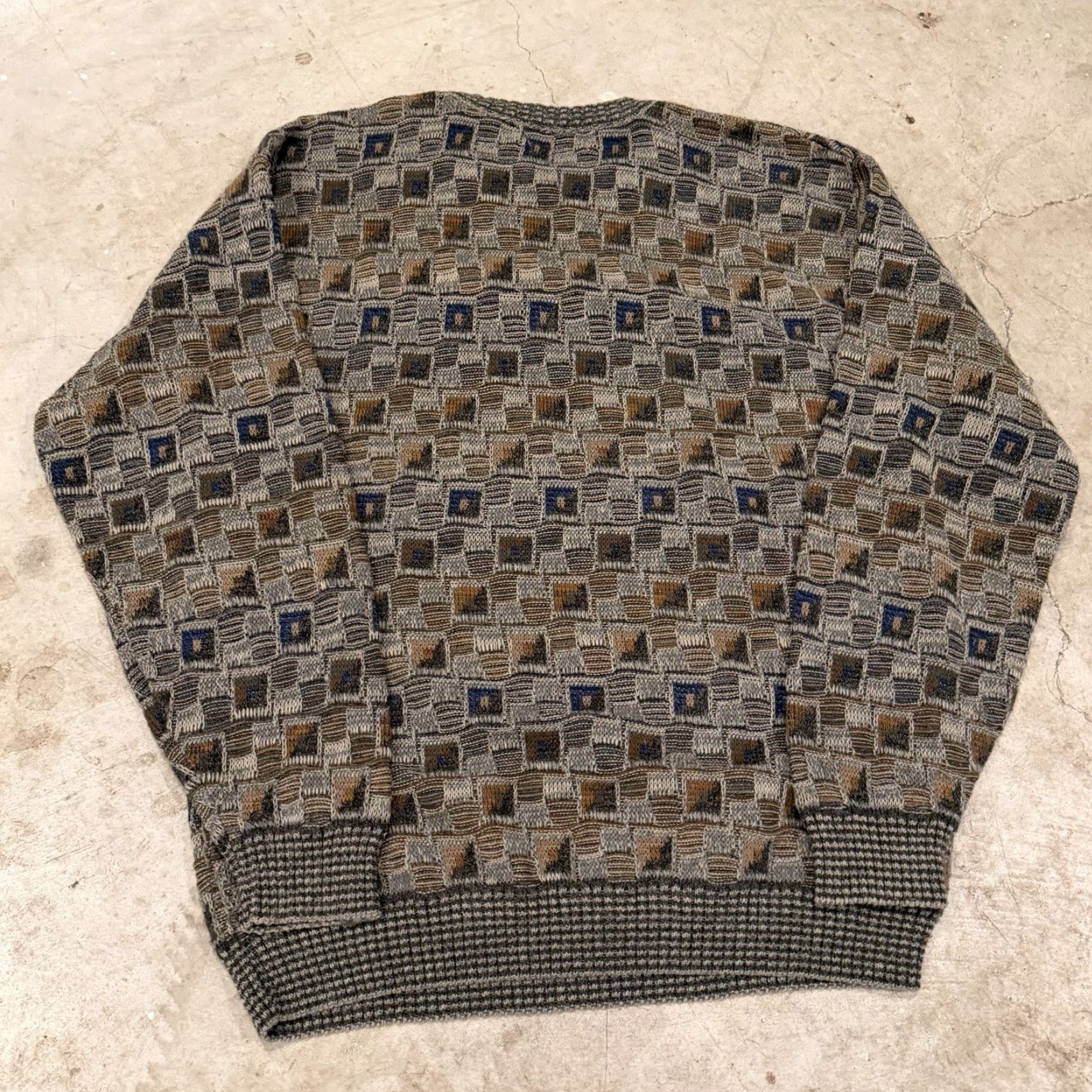 Vintage VINTAGE TSR Mens Sweater Geometric Textured Crew Neck Sz L Grunge 80s 90s Made in USA Mens Size US L / EU 52-54 / 3 - 2 Thumbnail