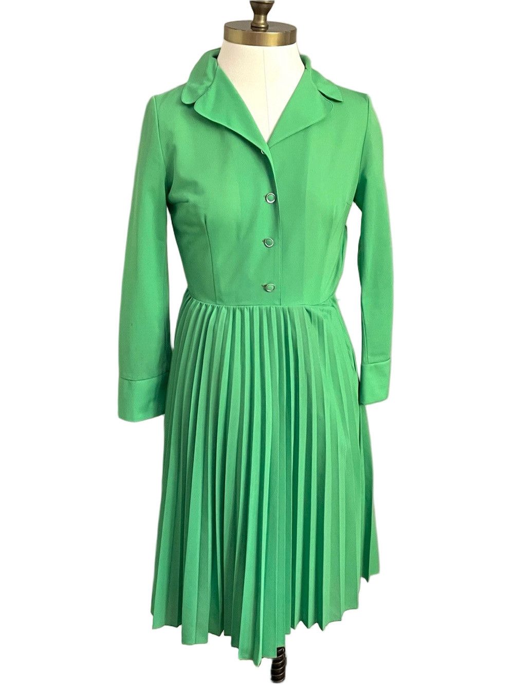 Vintage Vintage Kelly Green Long Sleeve Midi Dress - Small / 6 Size S / US 4 / IT 40 - 2 Thumbnail