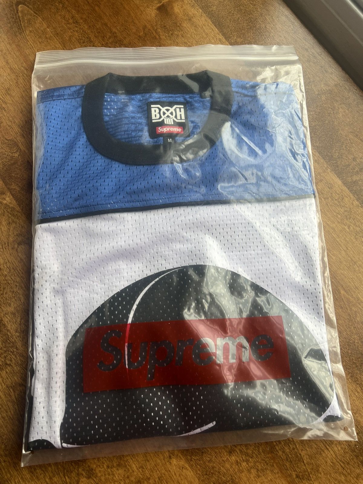 Bounty Hunter × Supreme Supreme Bounty Hunter White Royal Blue Mesh Moto Jersey FW23 Size US M / EU 48-50 / 2 - 3 Thumbnail