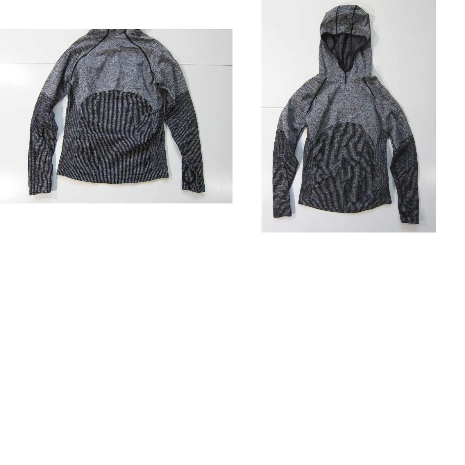 Fabletics Fabletics Sweatshirt Grey Black Nylon Stretch Thumb Hole Sleeve Hooded Women M Size M / US 6-8 / IT 42-44 - 8 Thumbnail