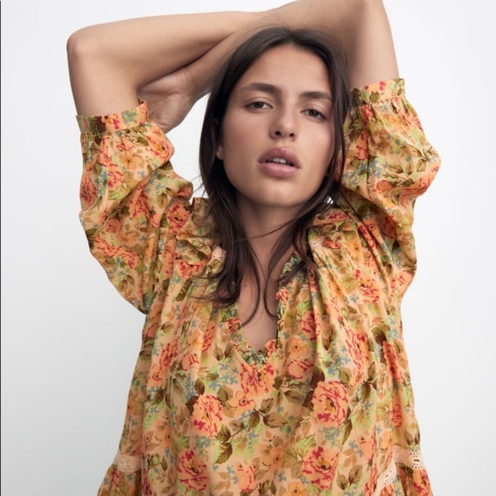 Zara ZARA FLORAL PRINT DRESS MULTICOLORED Size M / US 6-8 / IT 42-44 - 8 Thumbnail