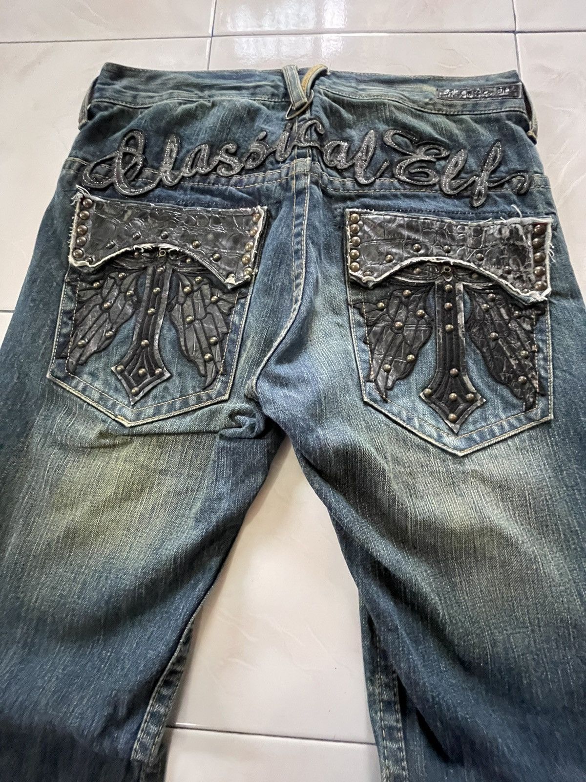 Japanese Brand × Tornado Mart Classical Elf Studded Leather Crafted Muddy Wash Denim Jeans Size US 30 / EU 46 - 4 Thumbnail