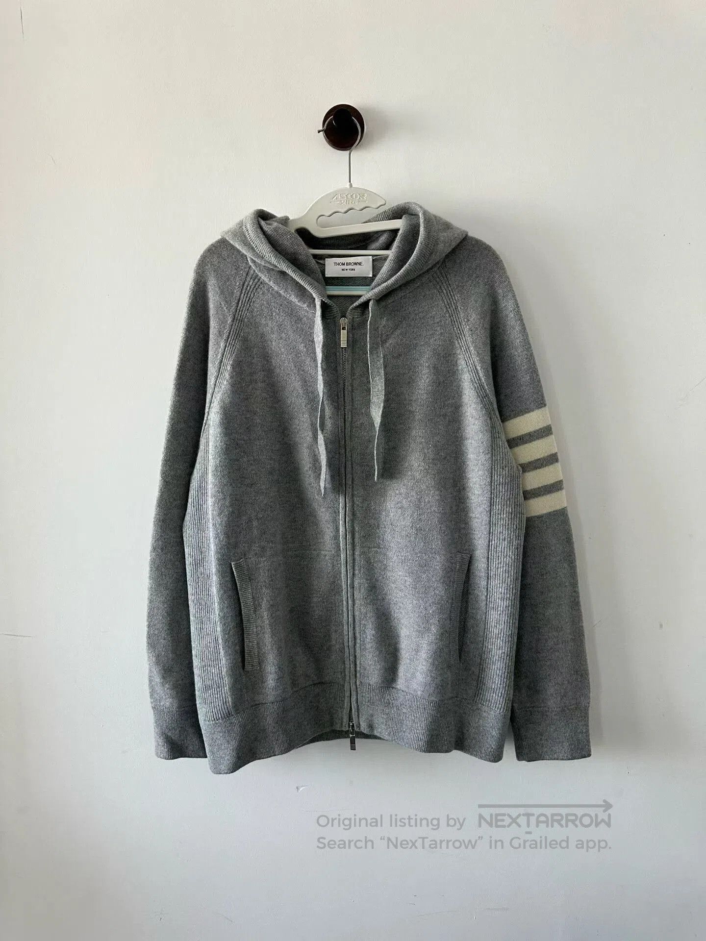 Thom Browne Thom Browne Gray Cashmere Zip Hoodie. Size US XL / EU 56 / 4 - 1 Thumbnail