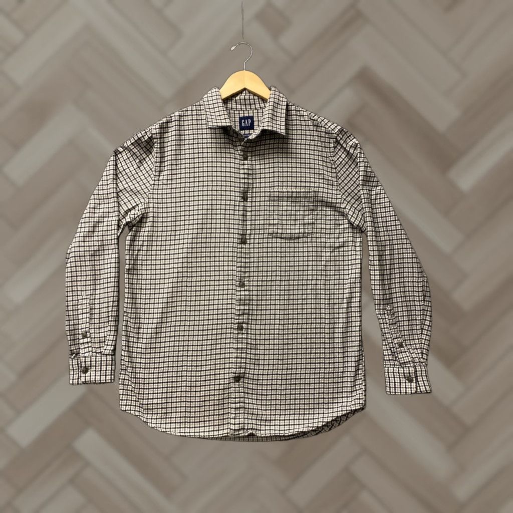 Gap Gap Button Shirt Men’s M Long Sleeve Gray Houndstooth /0475 Size US M / EU 48-50 / 2 - 1 Thumbnail