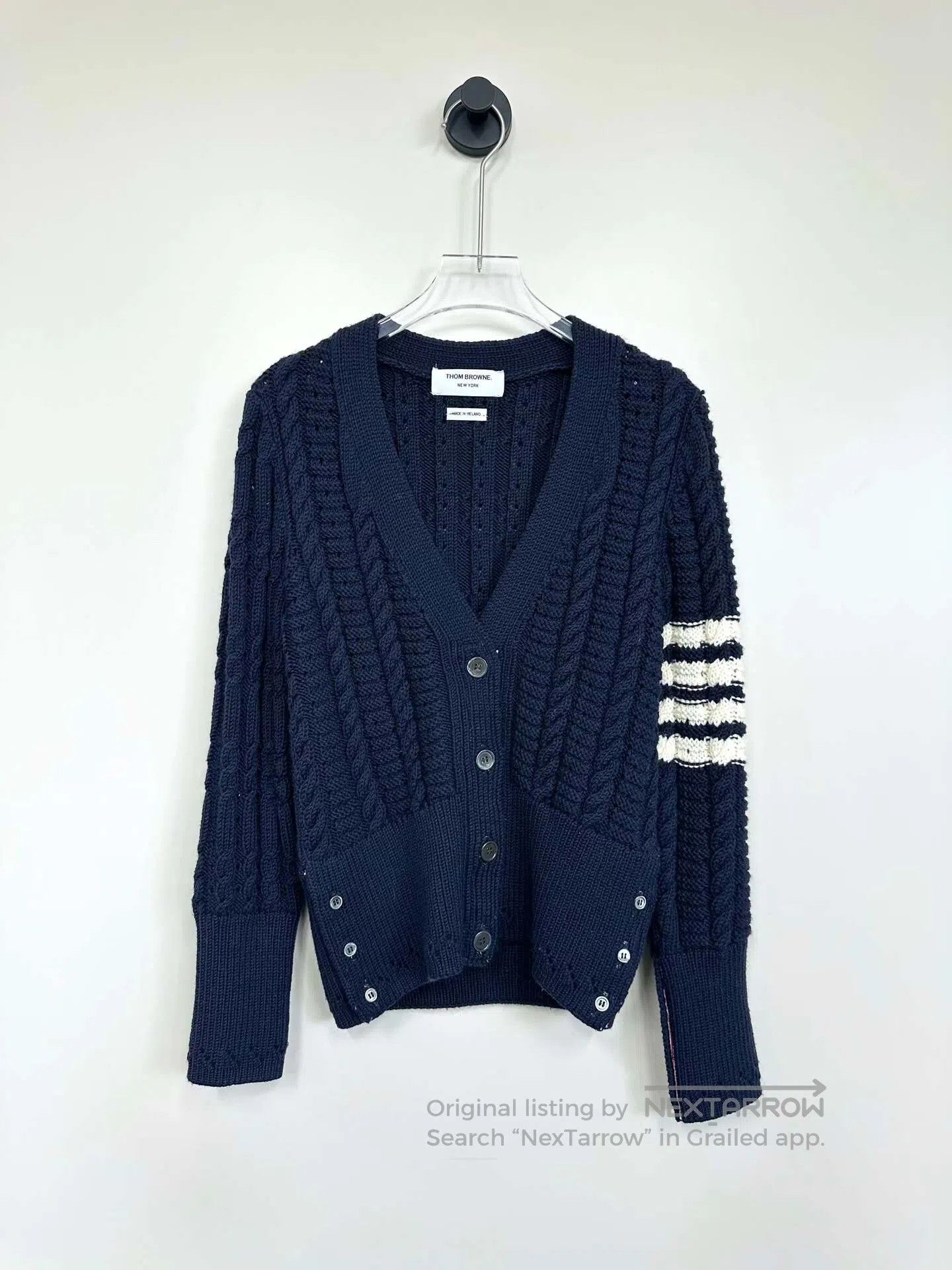 Thom Browne Thom Browne Dark Blue Classic Striped Wool Knit Cardigan| Size XS / US 0-2 / IT 36-38 - 1 Thumbnail