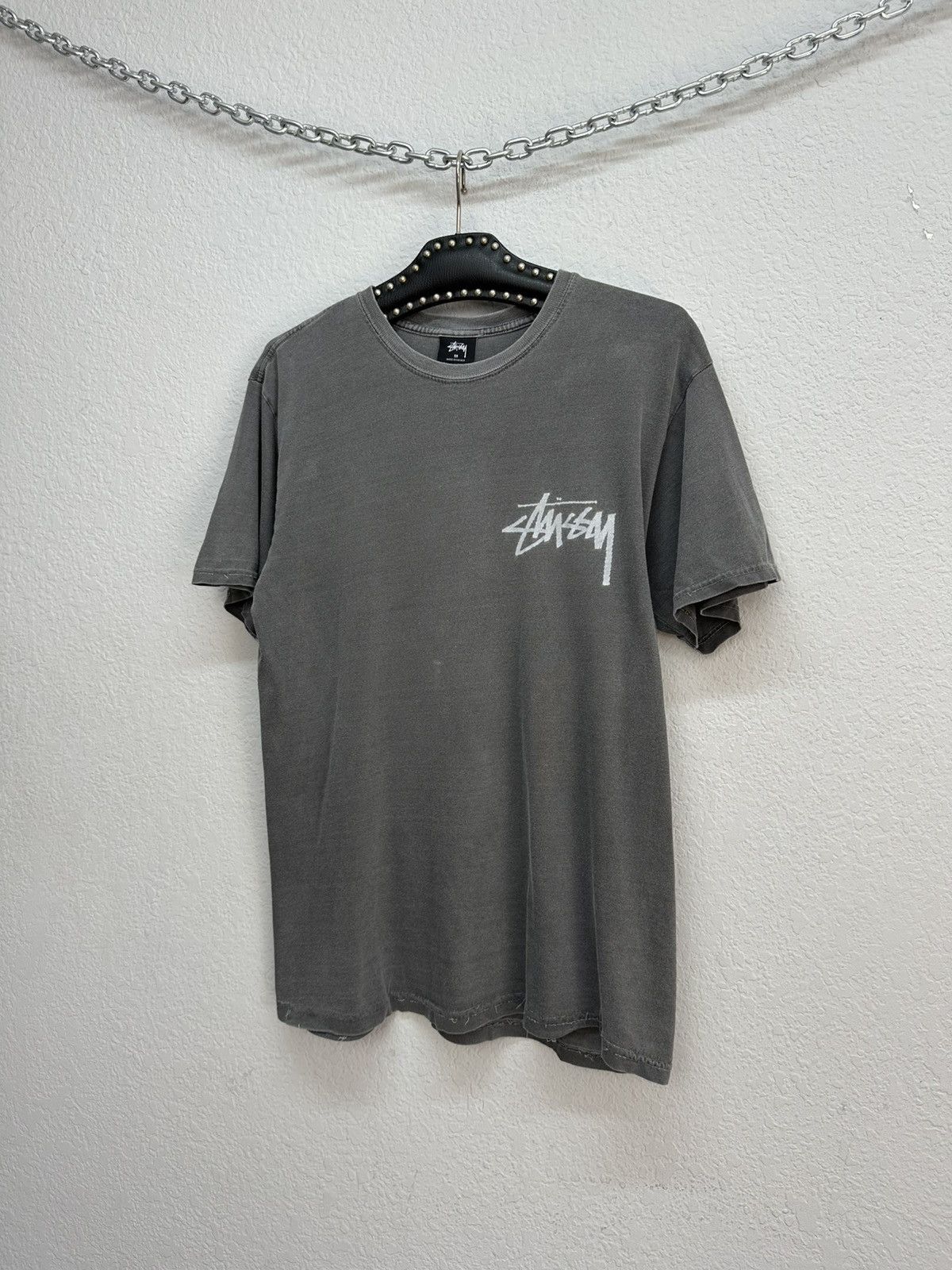Stussy × Vintage Vintage Y2K Stussy Distressed Gray Tee T-shirt Size US M / EU 48-50 / 2 - 3 Thumbnail