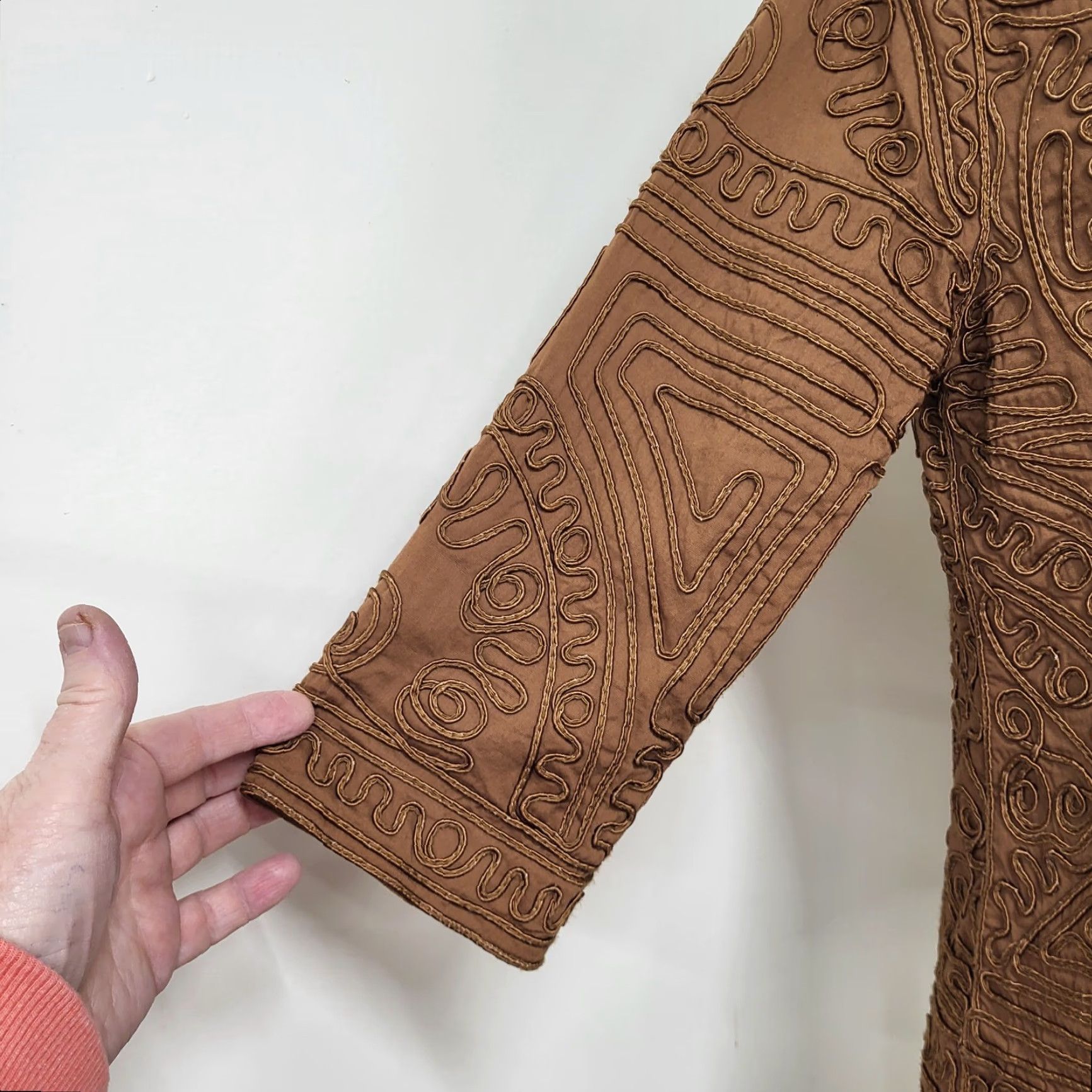 Vintage Joni B. Jacket Women's Small Brownish Gold Lined Split Sleeve Fabric Trim Button Size S / US 4 / IT 40 - 5 Thumbnail