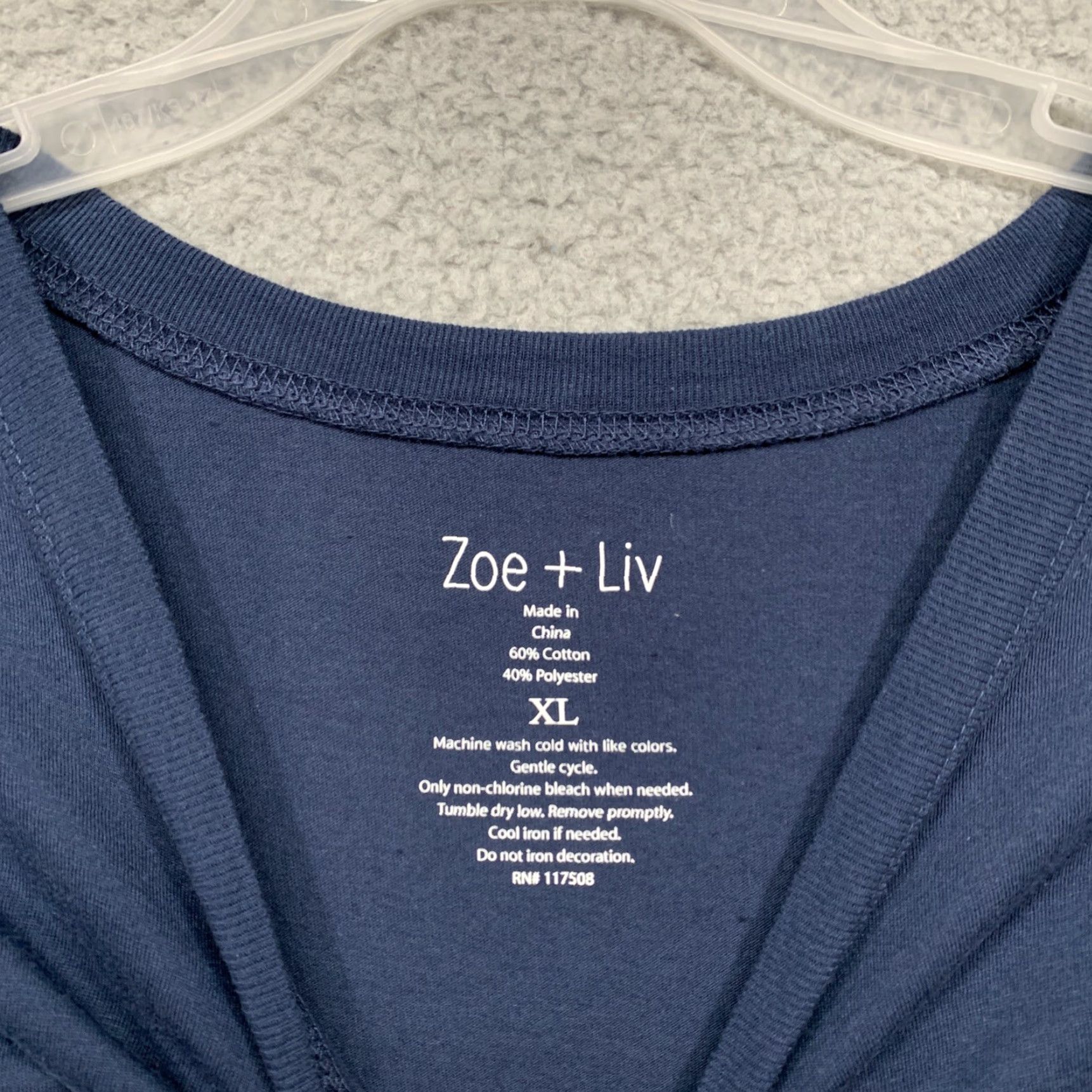 X-LARGE Zoe + Liv T-Shirt XL Long Sleeve Navy Blue White Hugs & Knishes NWT Size XL / US 12-14 / IT 48-50 - 7 Thumbnail