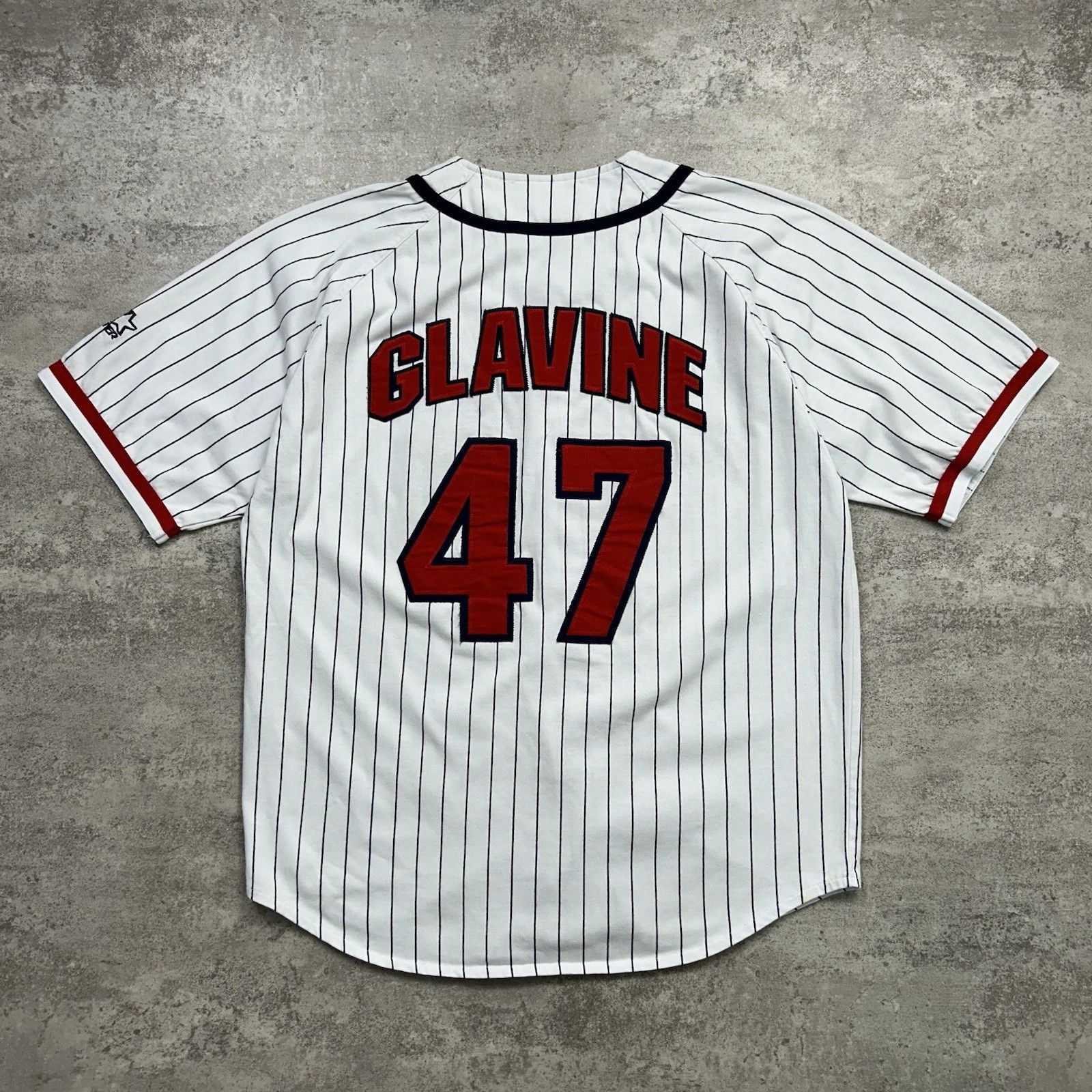 MLB × Starter × Vintage ATLANTA BRAVES TOM GLAVINE #42 STARTER PINSTRIPE JERSEY Size US L / EU 52-54 / 3 - 1 Thumbnail