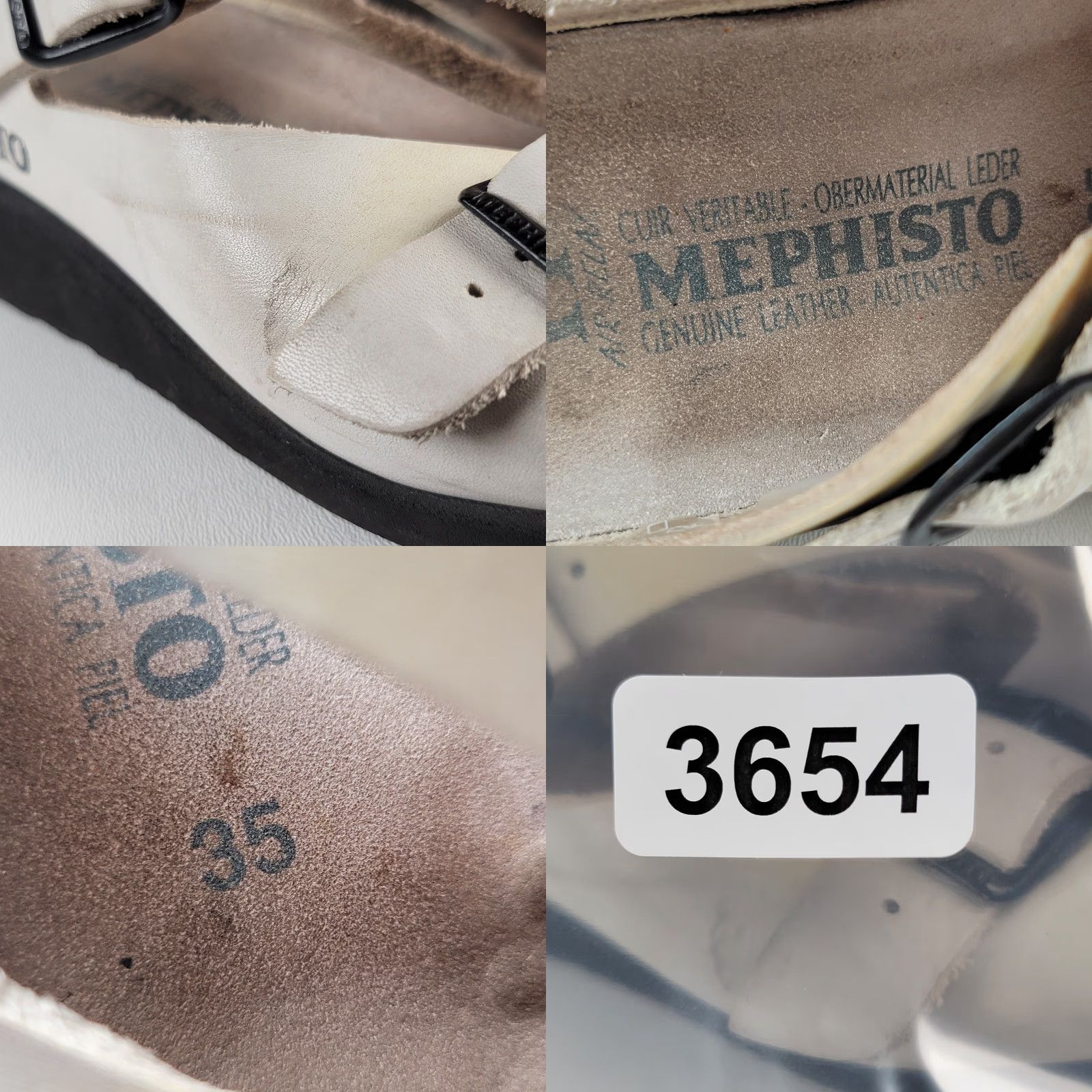Mephisto MEPHISTO Women's 35 Elka Sandals Double Strap Slide Wedge Cream Beige Slip On Shoes Size US 5 / IT 35 - 9 Thumbnail