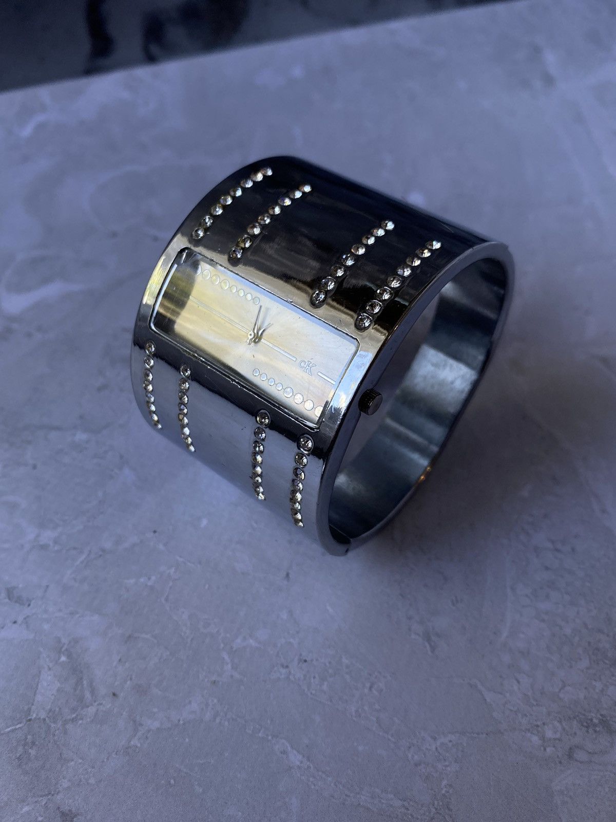 Calvin Klein × Japanese Brand × Vintage Stylish Calvin Klein Watch with Rhinestone Cuff Bracelet Size ONE SIZE - 1 Thumbnail