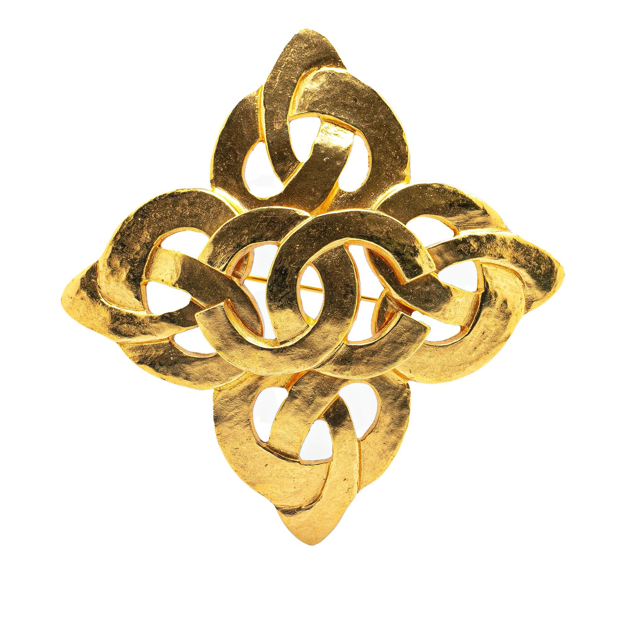 Chanel Chanel Gold Plated CC Flower Brooch Gold Size ONE SIZE - 1 Thumbnail