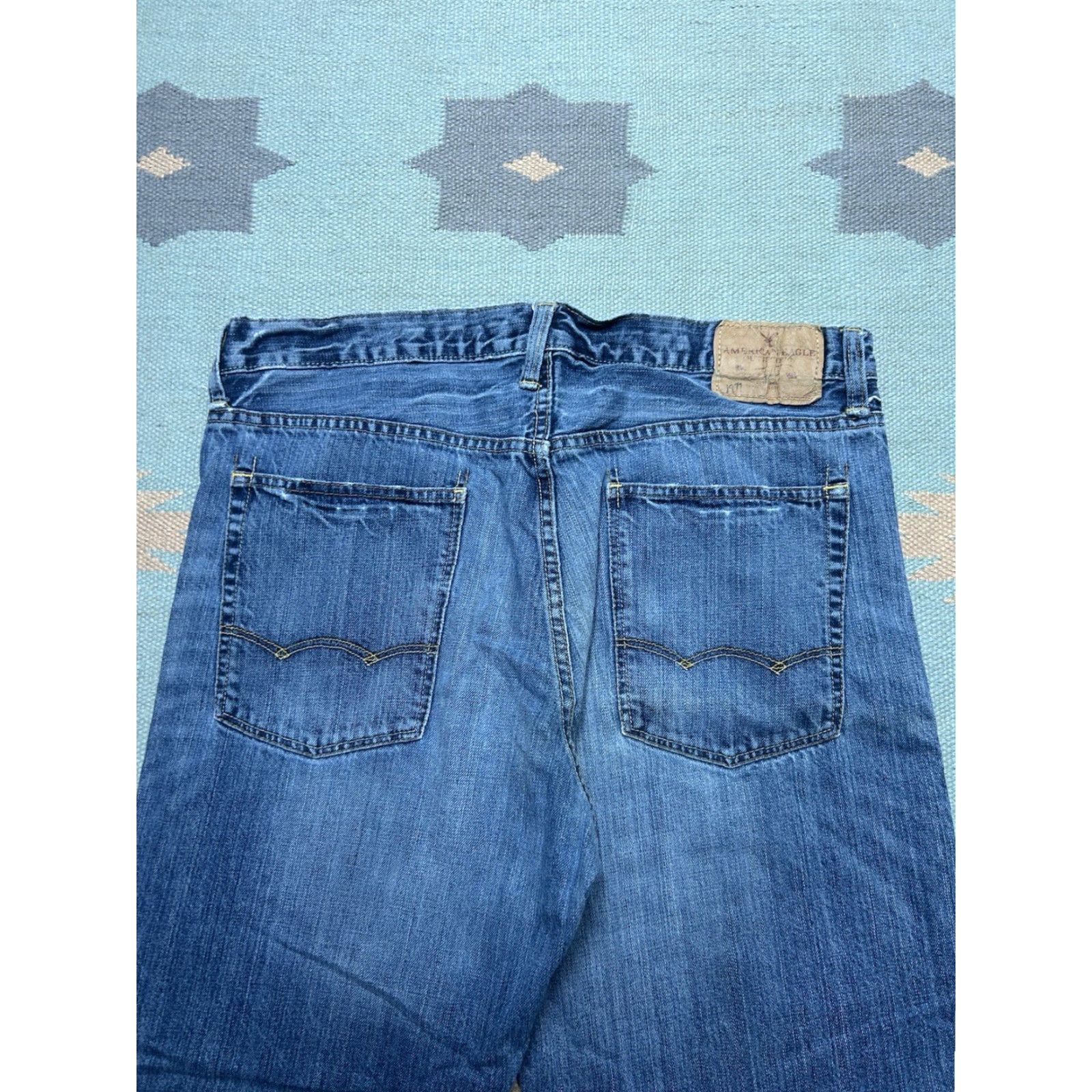American Eagle Outfitters VINTAGE American Eagle Jeans Distressed Wide Leg Loose Fit Blue 36x29 Mens Denim Baggy 90s Straight"} Size US 36 / EU 52 - 3 Thumbnail