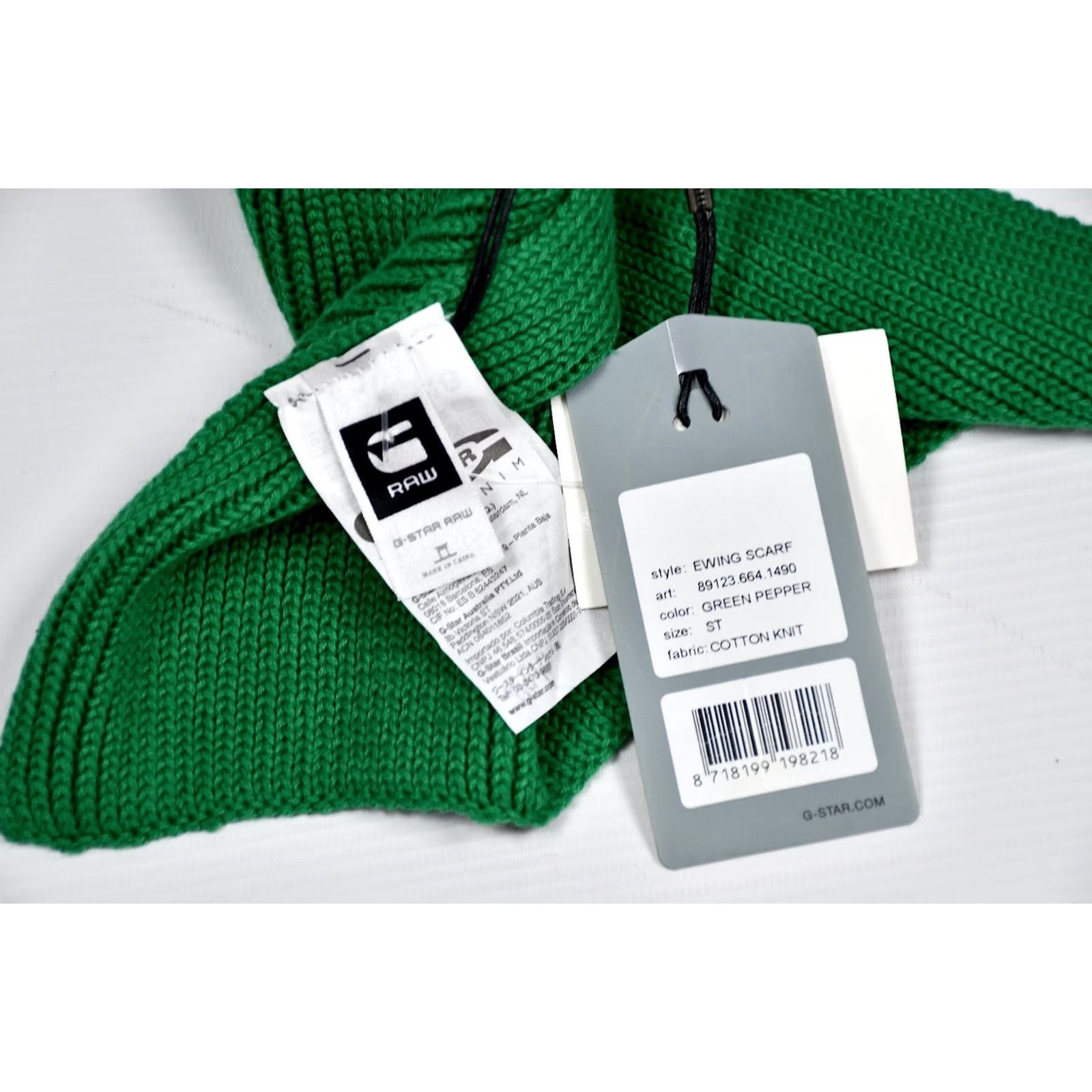 G-Star G-Star RAW EWING SCARF Green Pepper Cotton Knit Men's Scarf Size ONE SIZE - 5 Thumbnail