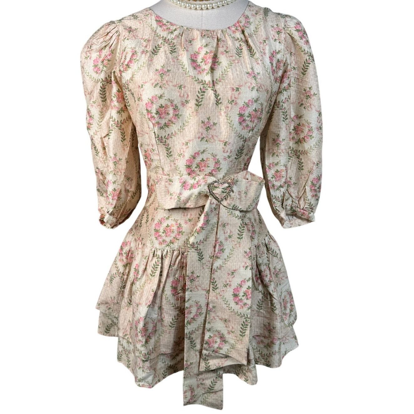 LoveShackFancy LoveShackFancy Pearla Floral Silk Mini Dress rose Size 0 Size XS / US 0-2 / IT 36-38 - 6 Thumbnail
