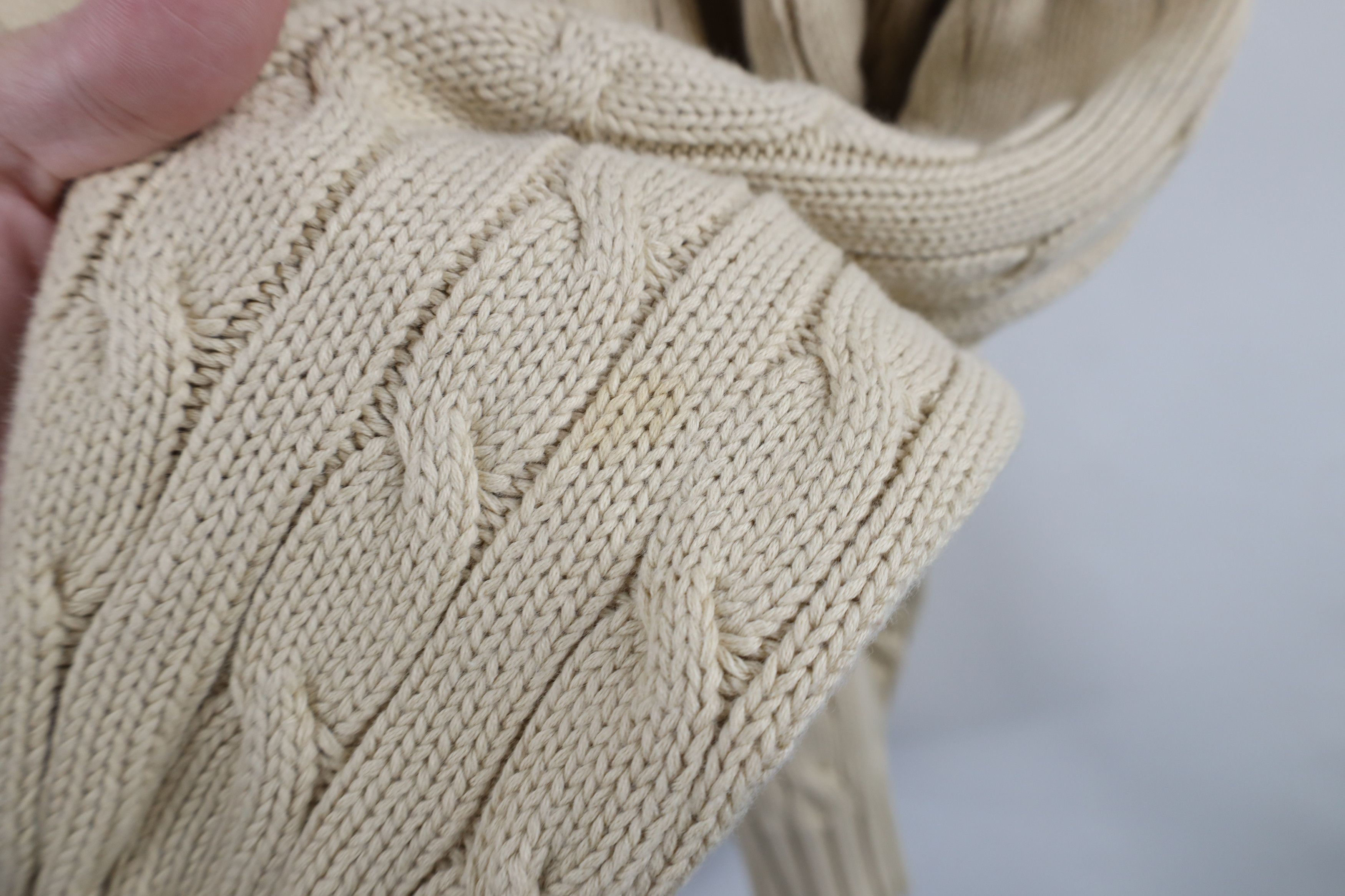 Ralph Lauren Vintage 90s Ralph Lauren Cotton Cable Knit Sweater Beige Size US XXL / EU 58 / 5 - 8 Thumbnail