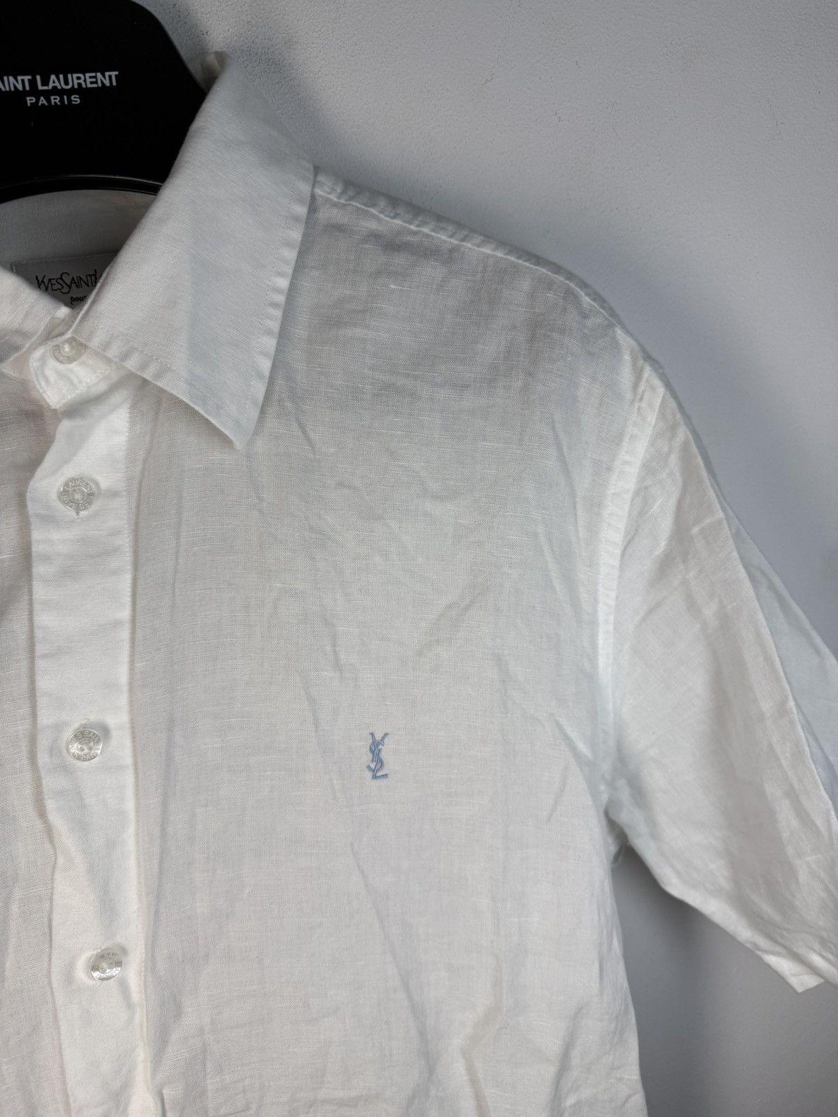 Yves Saint Laurent Linen YSL Shirt White Summer Size US L / EU 52-54 / 3 - 14 Thumbnail