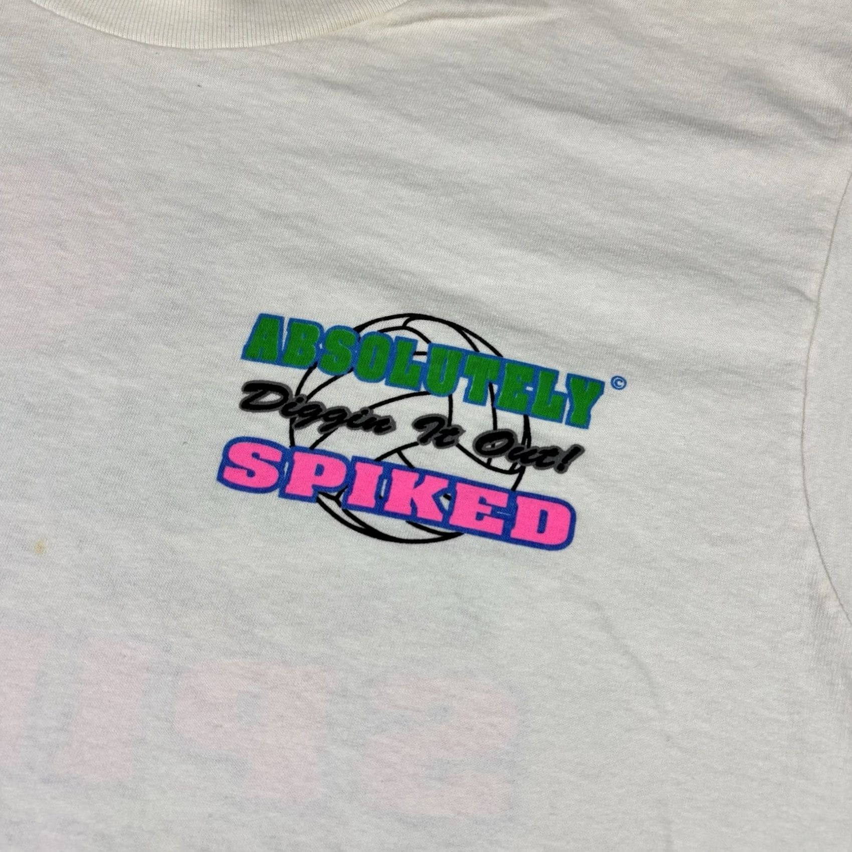 Delta VINTAGE Delta White T-Shirt XL Absolutely Spiked Double-Sided Art 90s Mens Shirt Size US XL / EU 56 / 4 - 7 Thumbnail