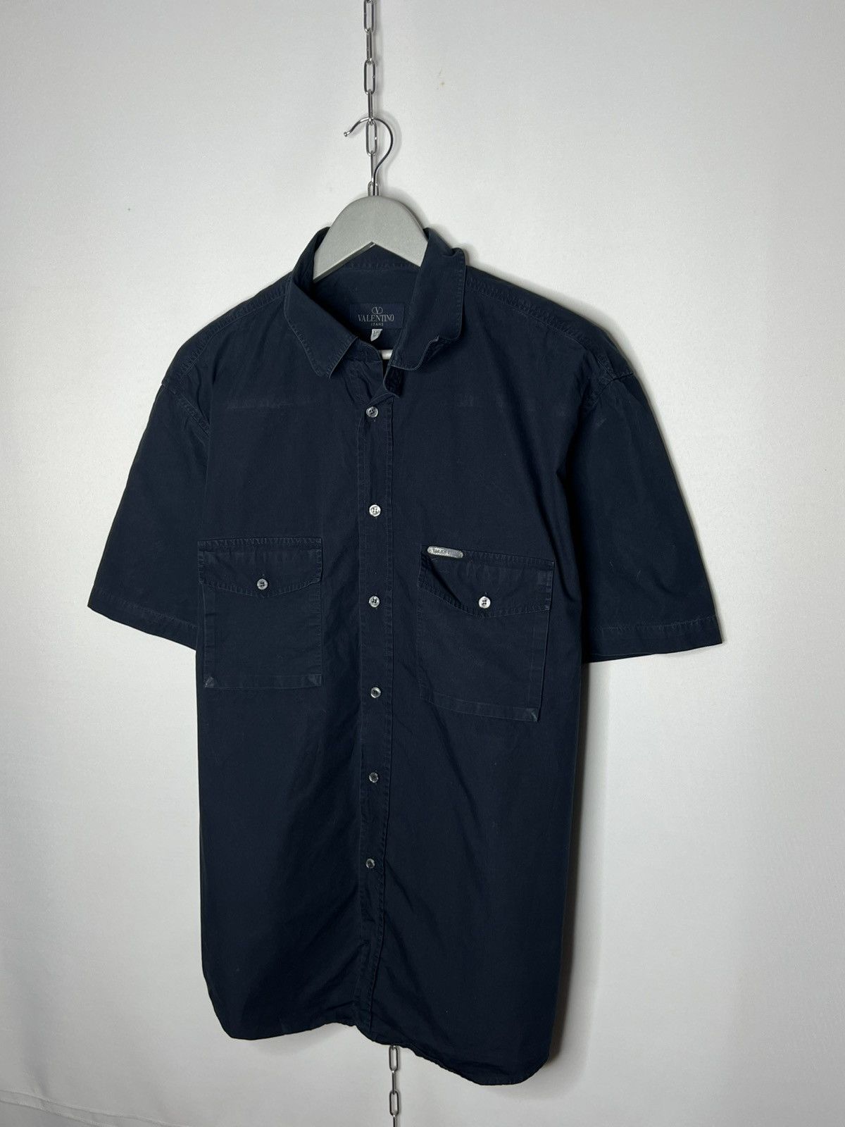 Valentino Vintage Valentino Luxury Shirt Tee Short Sleeve Navy Blue Size US XXL / EU 58 / 5 - 2 Thumbnail