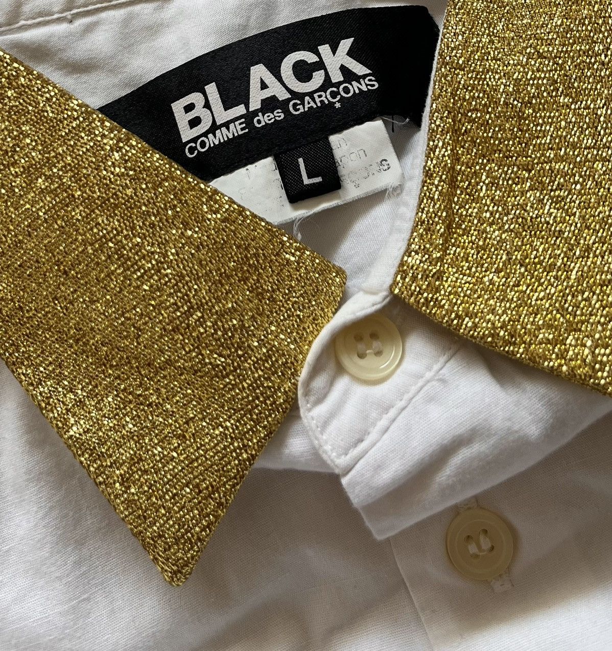 Comme des Garcons Black cdg AD2011 contrast glitter button up formal shirt Size US L / EU 52-54 / 3 - 4 Thumbnail