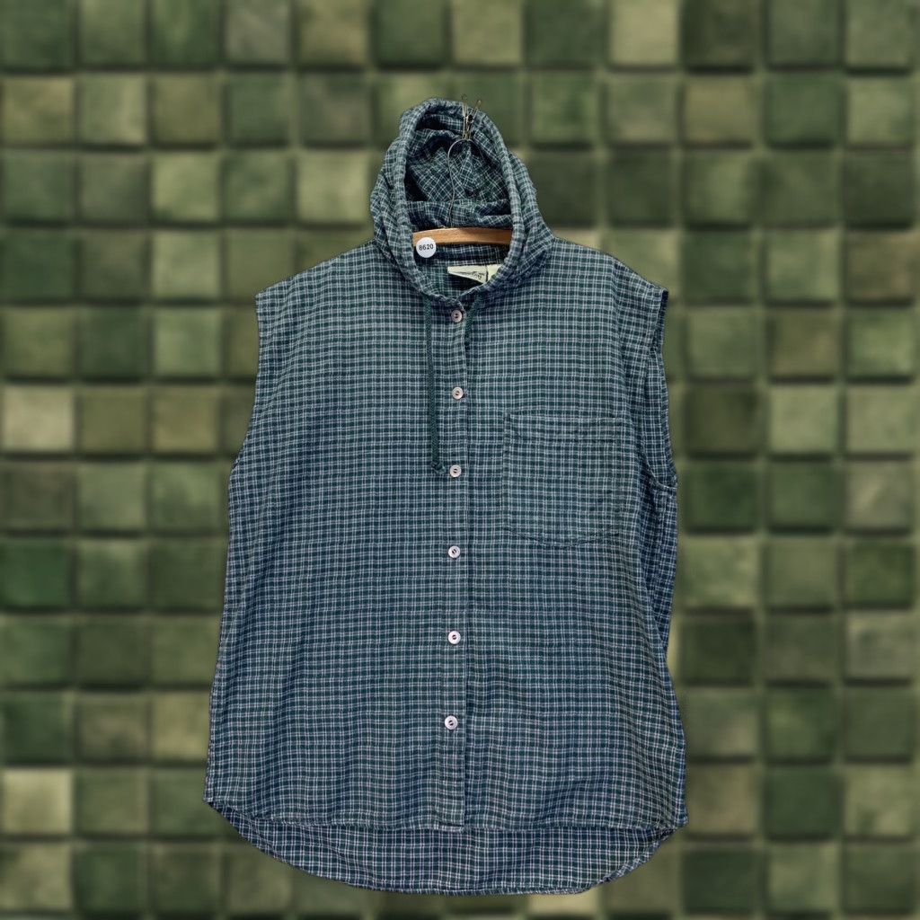 Northern Reflections VINTAGE Northern Reflections Shirt Plaid Green Sleeveless Hooded Womens Large L Shirt Size L / US 10 / IT 46 - 1 Thumbnail