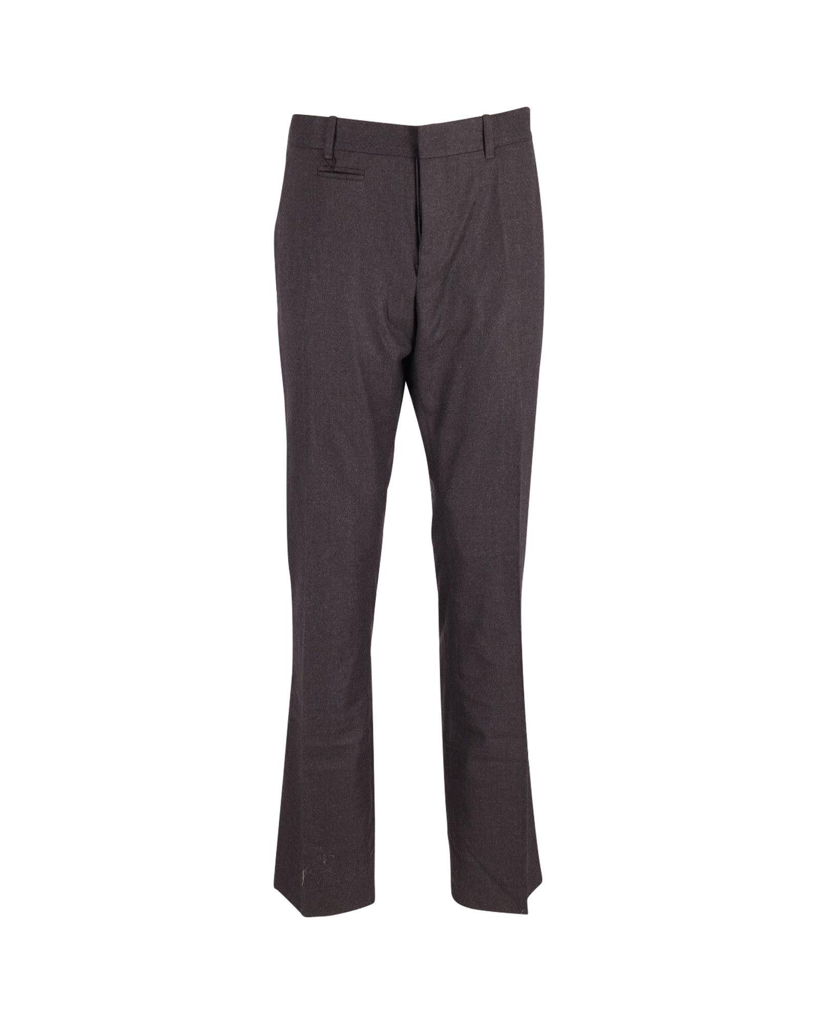 image of YVES Saint Laurent Grey Slim-Fit Trousers With Concealed Closure And Back Pockets, Men's (Size 34)