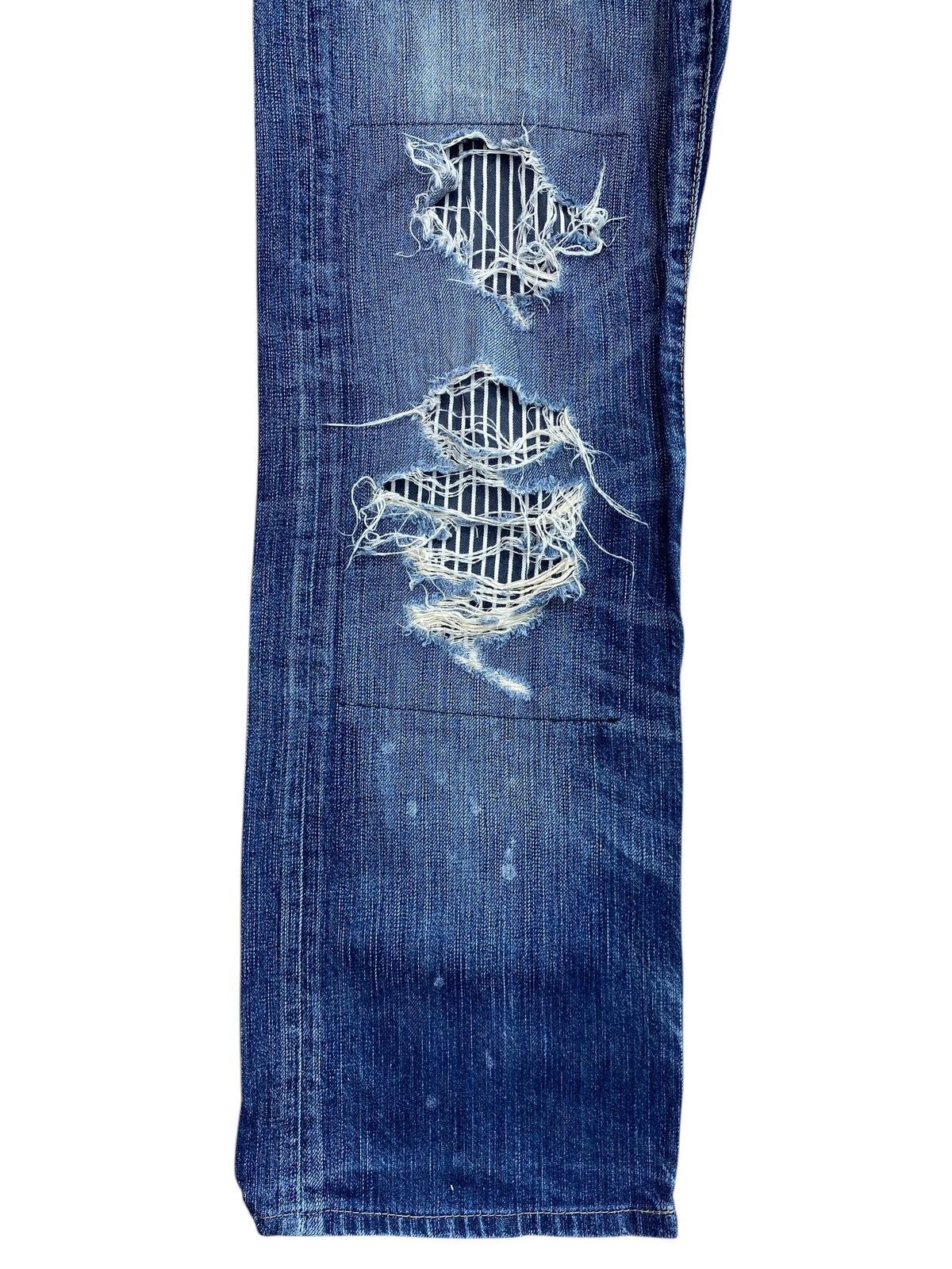 Edwin Vintage Edwin 503 Blue Wash Distress Patch Style Loose Jeans Size US 31 - 5 Thumbnail