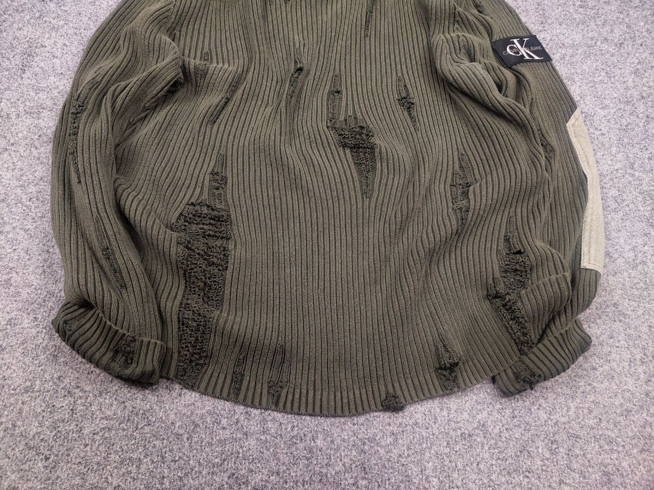 Calvin Klein 205W39NYC Calvin Klein Raf Simons Distressed Military Ribbed Sweater Size US L / EU 52-54 / 3 - 5 Thumbnail