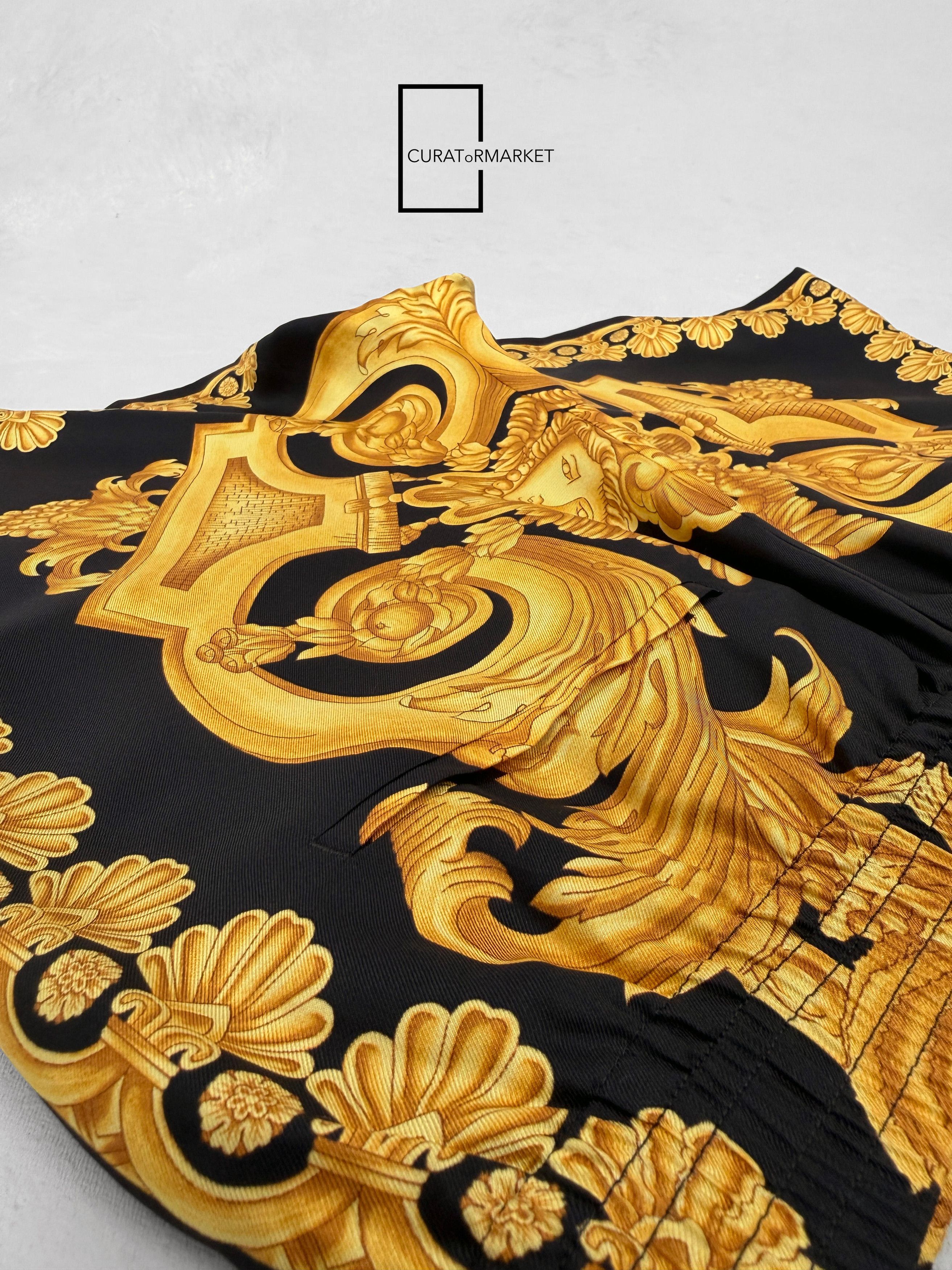 Versace EU48 Silk Gold Medusa Heritage Barocco Baroque Print SS24 Size US 32 / EU 48 - 4 Thumbnail