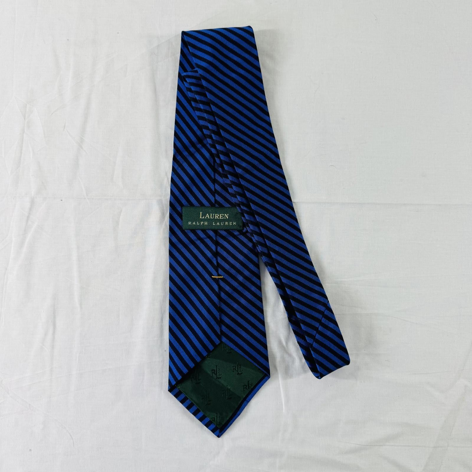 Polo Ralph Lauren Ralph Lauren Tie Blue & Black Stripe made in USA LRL 55” Size ONE SIZE - 7 Thumbnail