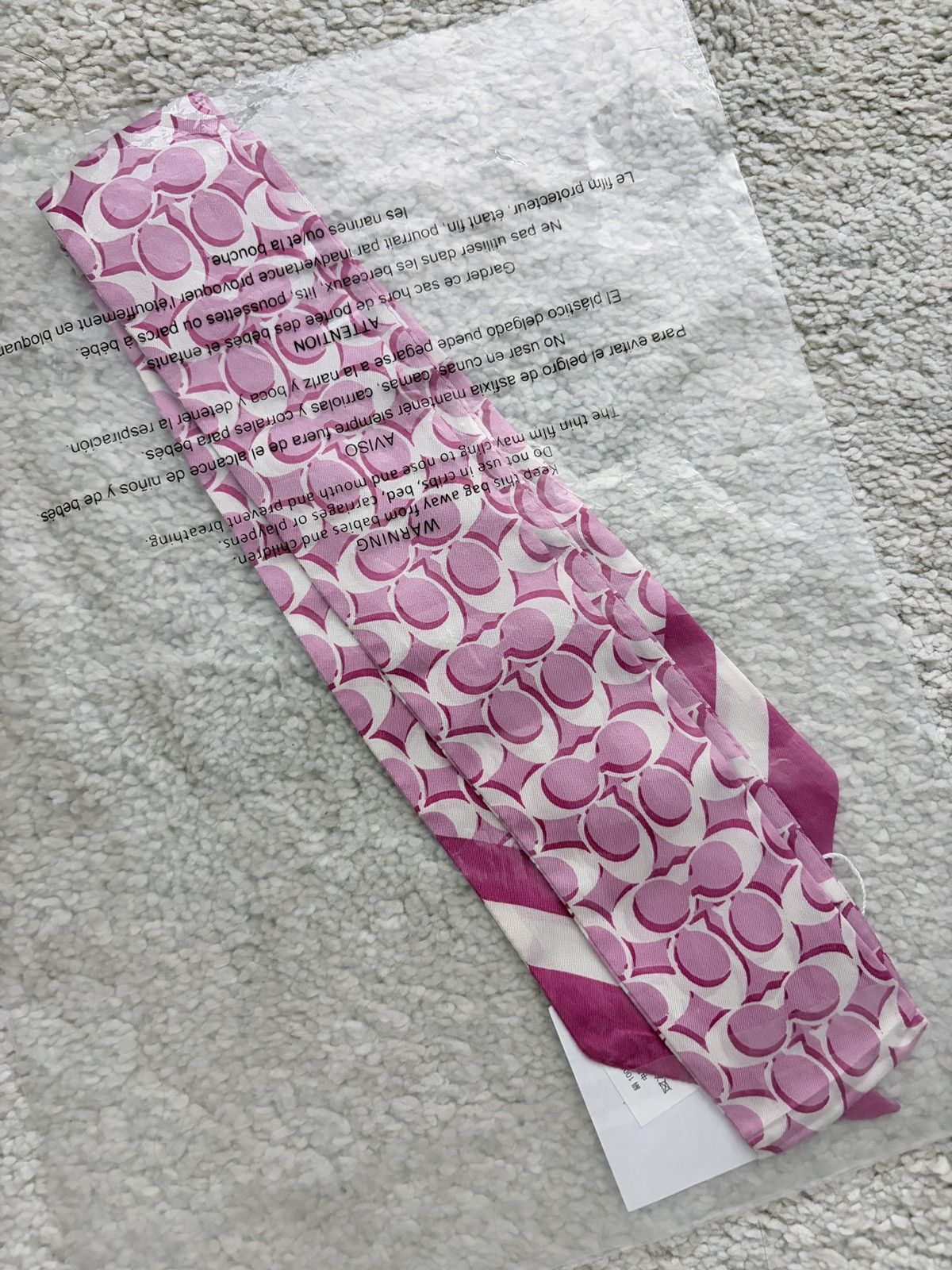 Coach NEW Coach signature silk pink skinny scarf Size ONE SIZE - 2 Thumbnail