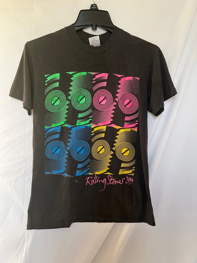 image of Vintage Rolling Stones 1989 Steel Wheels Tour Tshirt Brockum in Black, Men's (Size Medium)