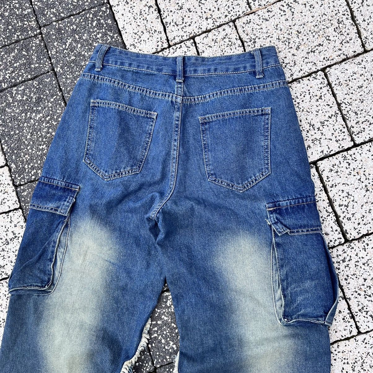 Japanese Brand Vintage Baggy Pants Embroidery Star Denim Streetwear Faded Size US 29 - 5 Thumbnail