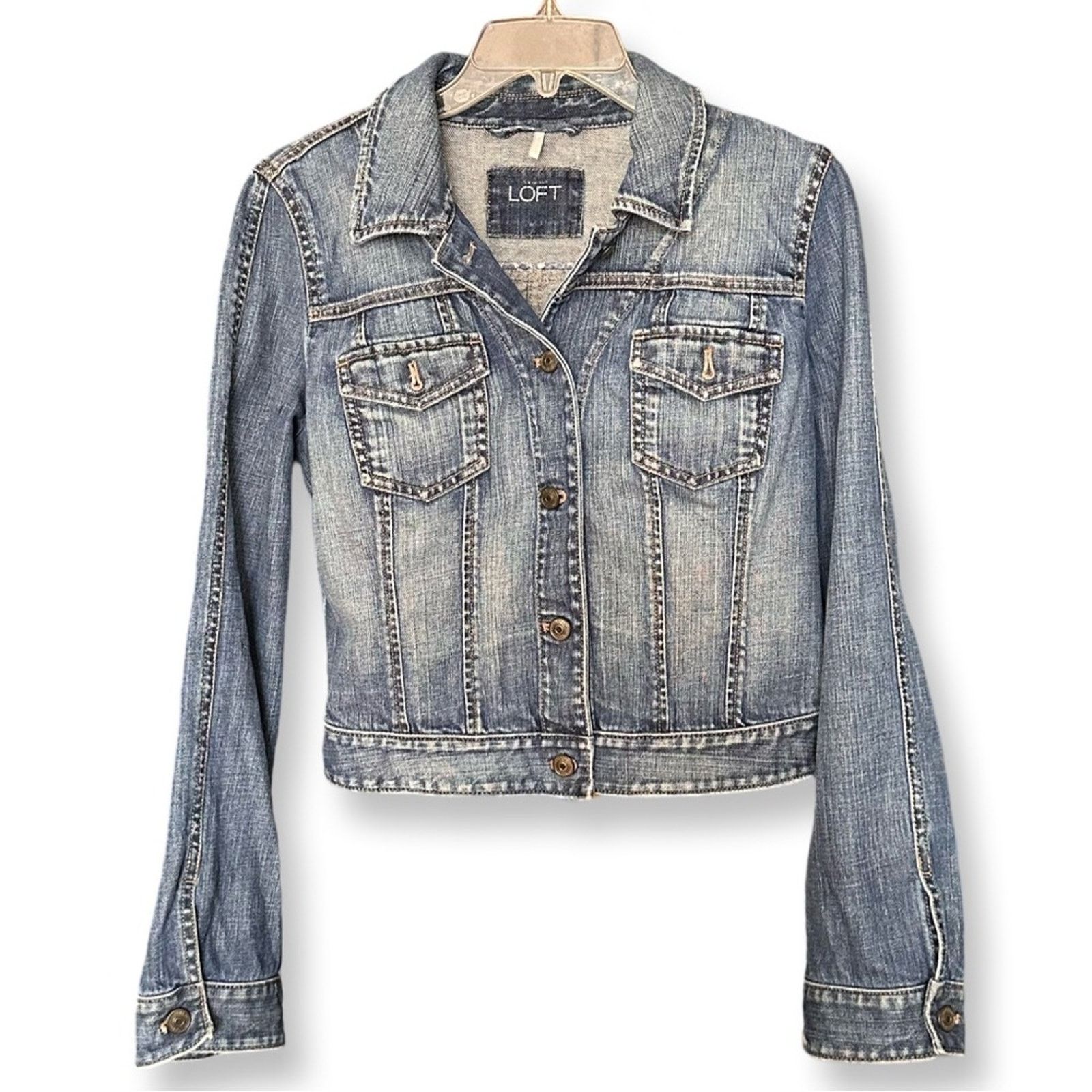 Loft Loft Classic Denim Trucker Jacket Indigo Wash Size S / US 4 / IT 40 - 2 Thumbnail