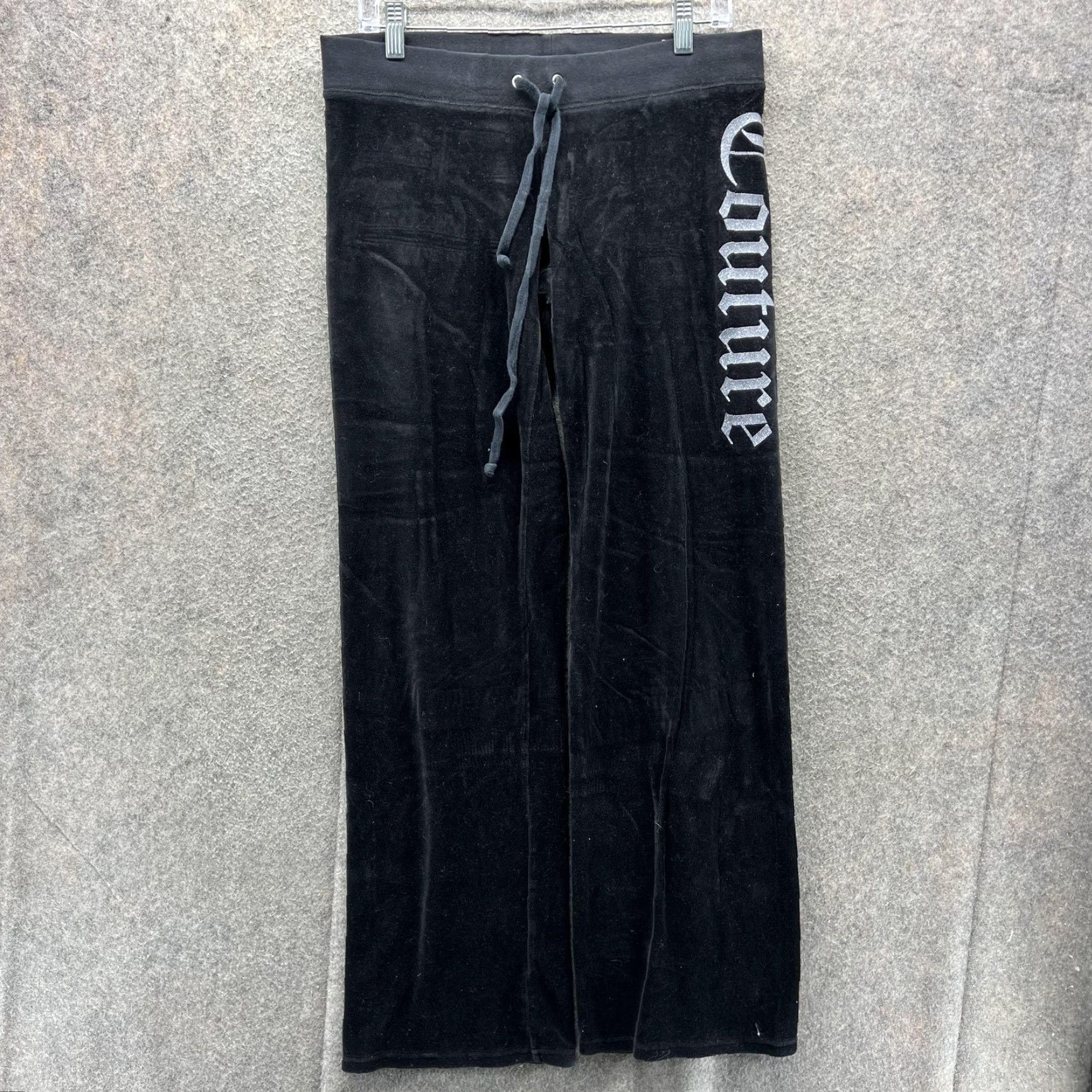 Juicy Couture VINTAGE Juicy Couture Sweatpants Womens Medium Black Velour Wide Leg Side Logo Pants Size 32" / US 10 / IT 46 - 2 Thumbnail