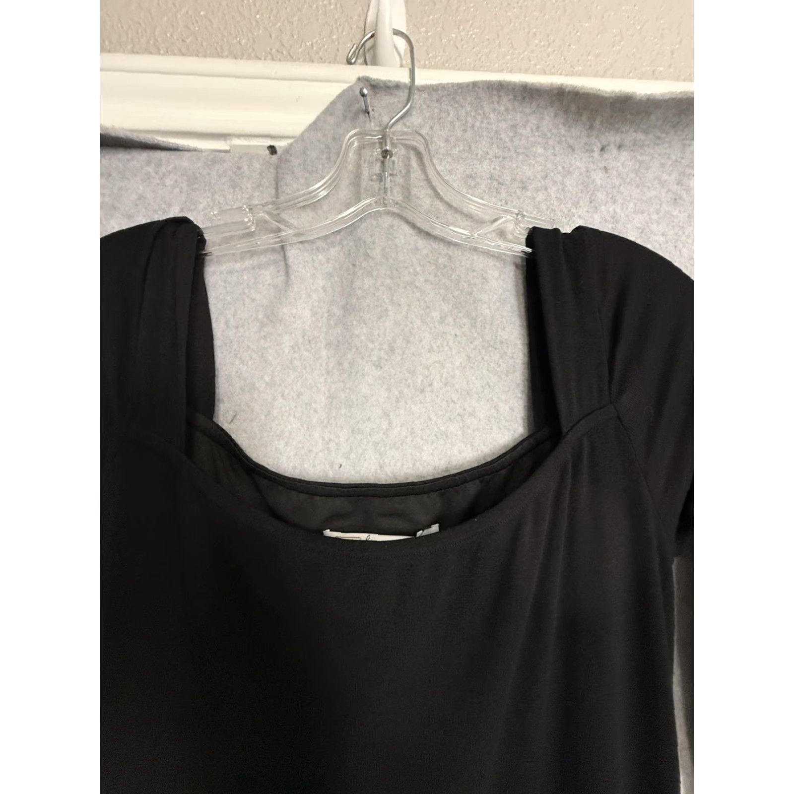 Vintage by egreis Dress Wmn M Black Button Slit Long Sleeve Square Neck Maxi Size M / US 6-8 / IT 42-44 - 2 Thumbnail