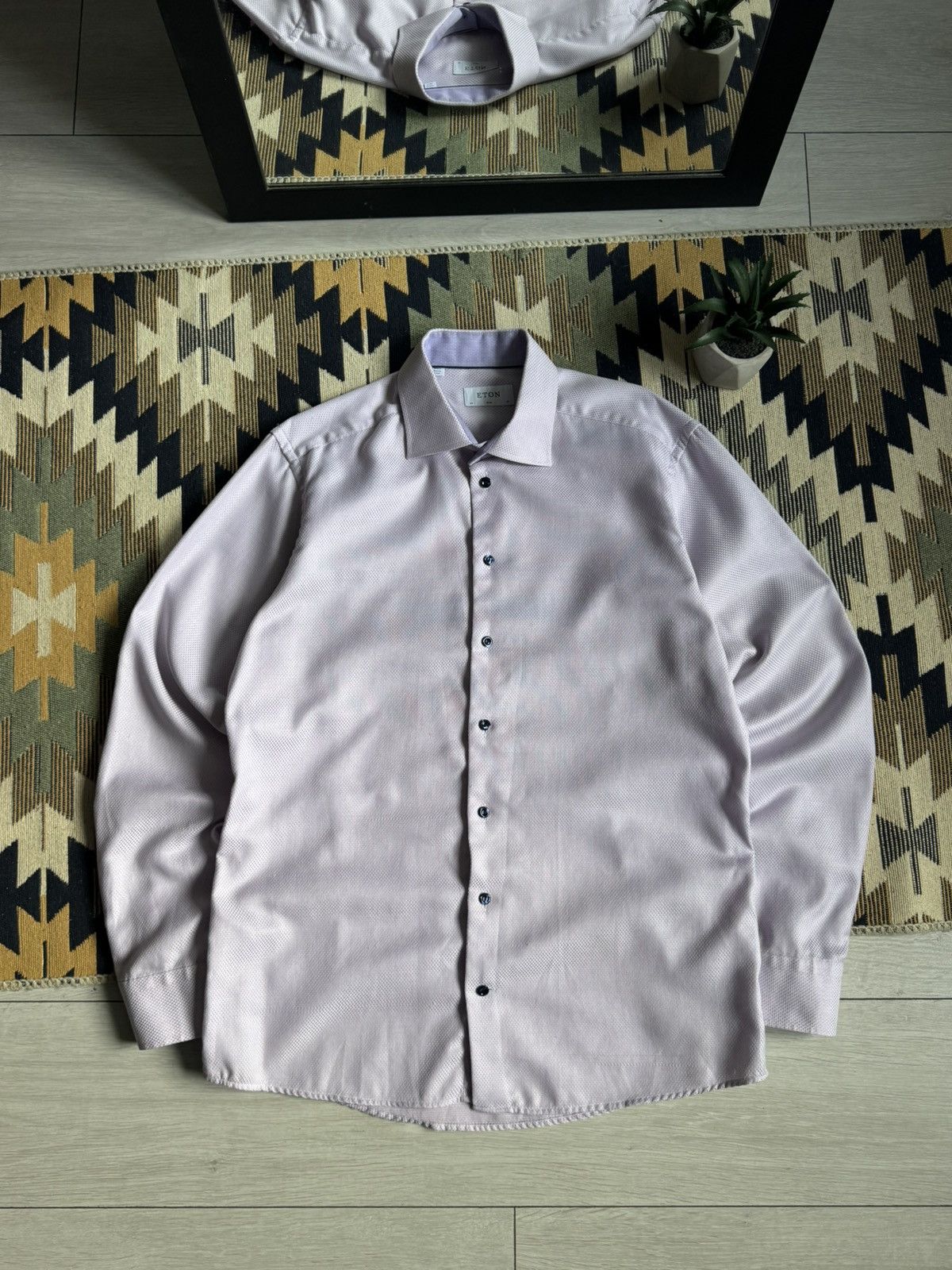 Eton Eton Pink Slim Button Up Shirt Size US L / EU 52-54 / 3 - 1 Thumbnail