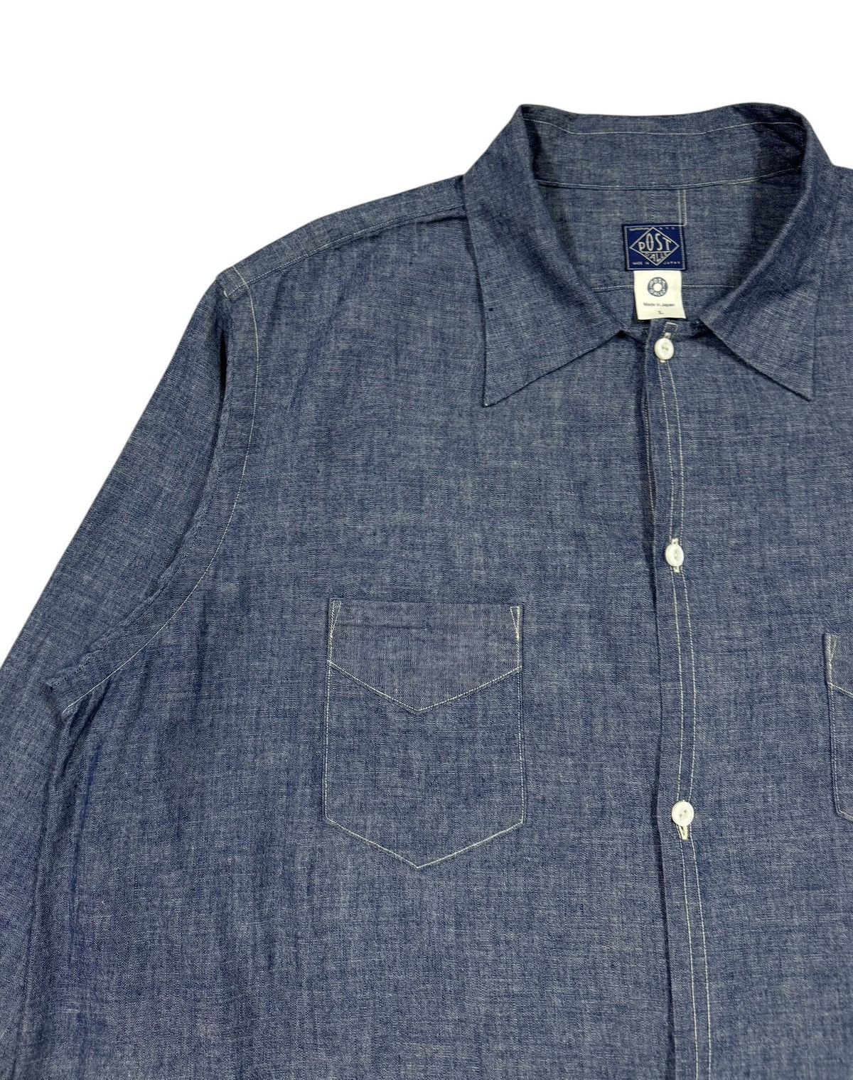 Post Overalls 2016 Post Overall V-patch Pocket Open Collar Indigo Chambray Size US L / EU 52-54 / 3 - 8 Thumbnail