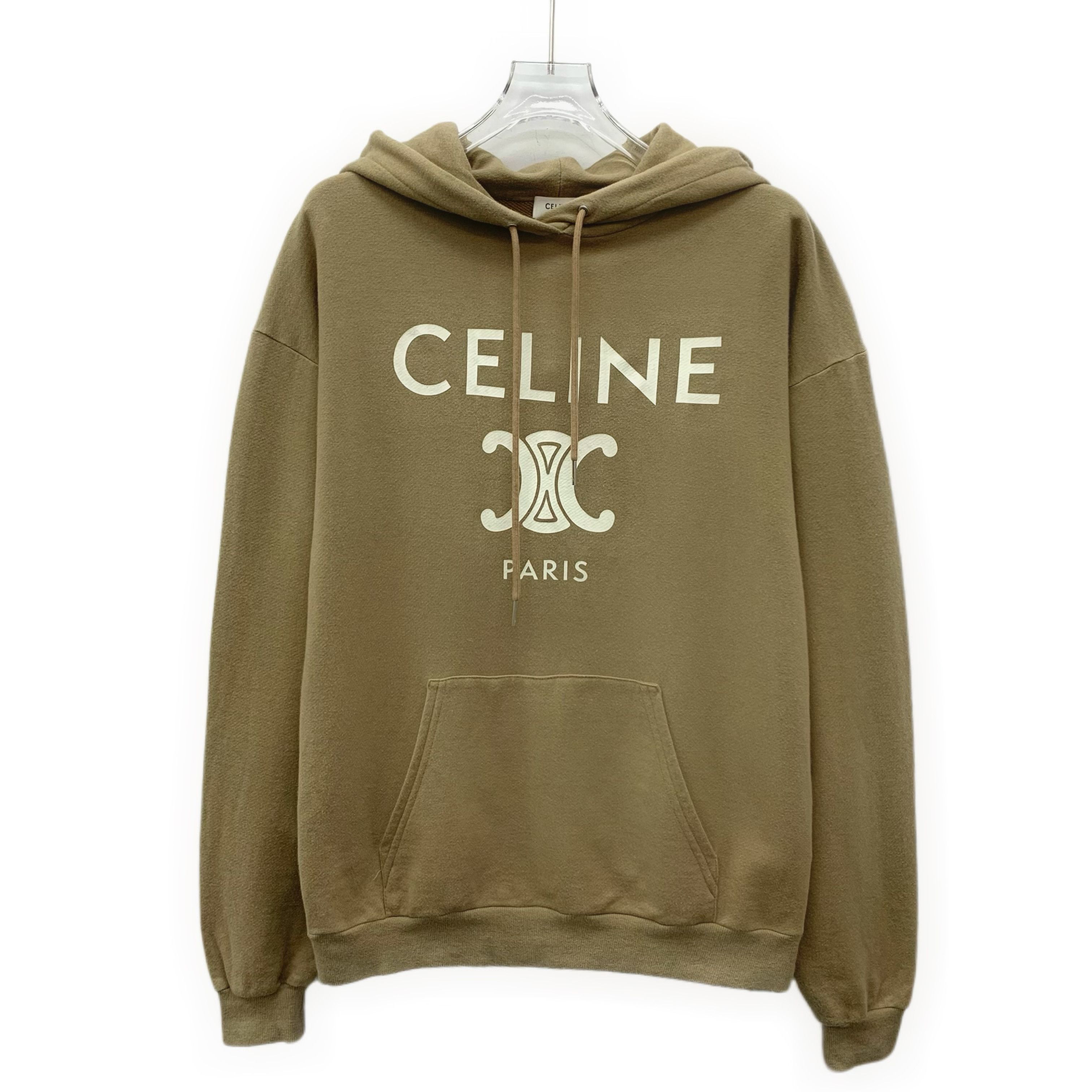 Celine Celine Triomphe Logo Hoodie Sweatshirt Brown/Green (S) Size S / US 4 / IT 40 - 1 Thumbnail