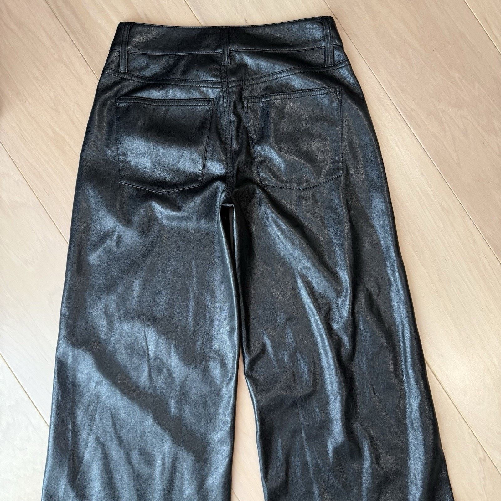 Alice + Olivia Alice Olivia Faux Leather Pants Women's 0 Black Wide Leg Size 26" / US 2 / IT 38 - 7 Thumbnail