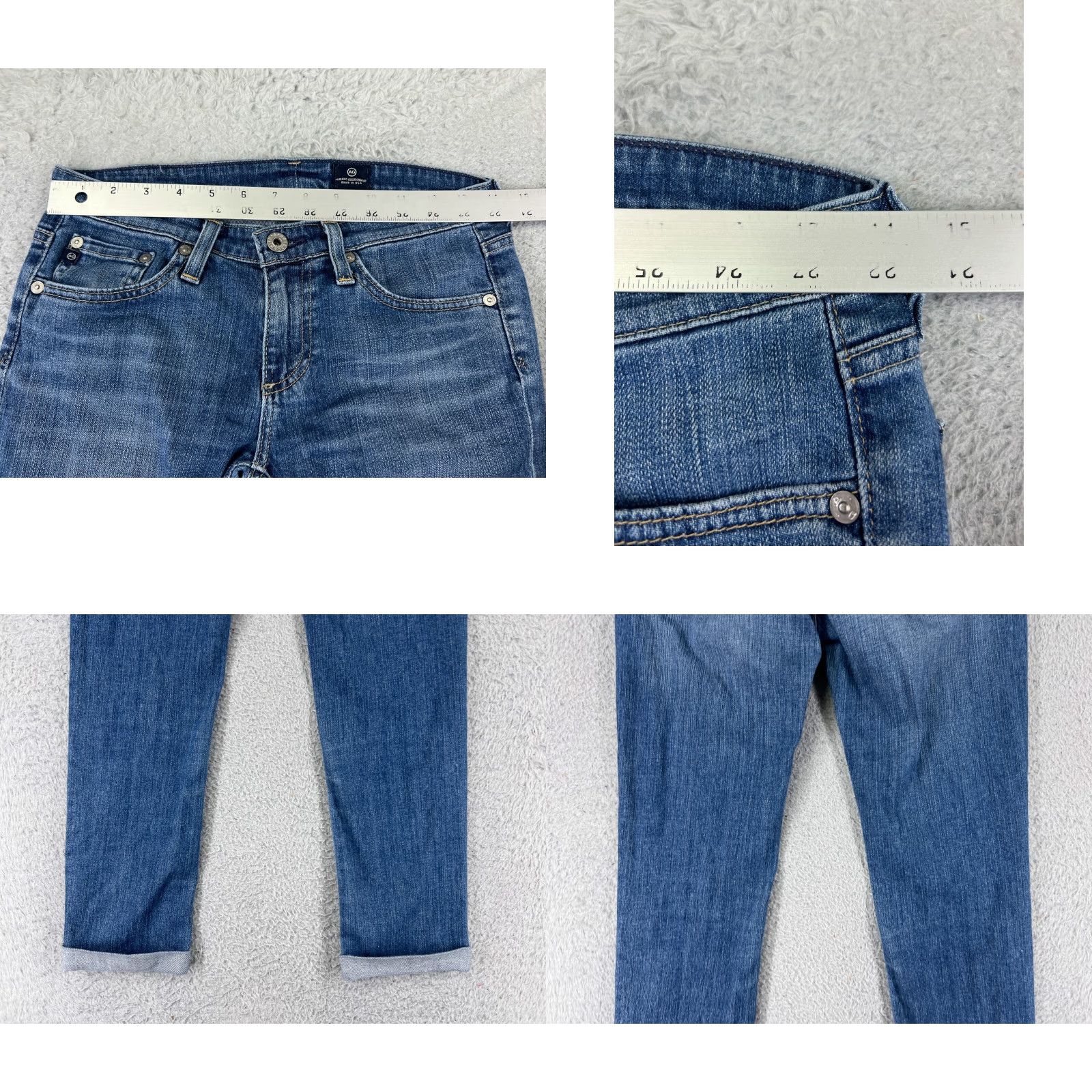 Vintage AG Adriano Goldschmied Jeans Womens 26 Blue Denim Straight Leg Cotton Blend Size 26" / US 2 / IT 38 - 9 Thumbnail